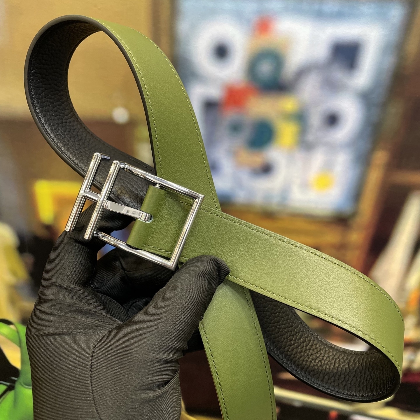 Luxury Genuine Leather Belt with Designer H-Frame Buckle