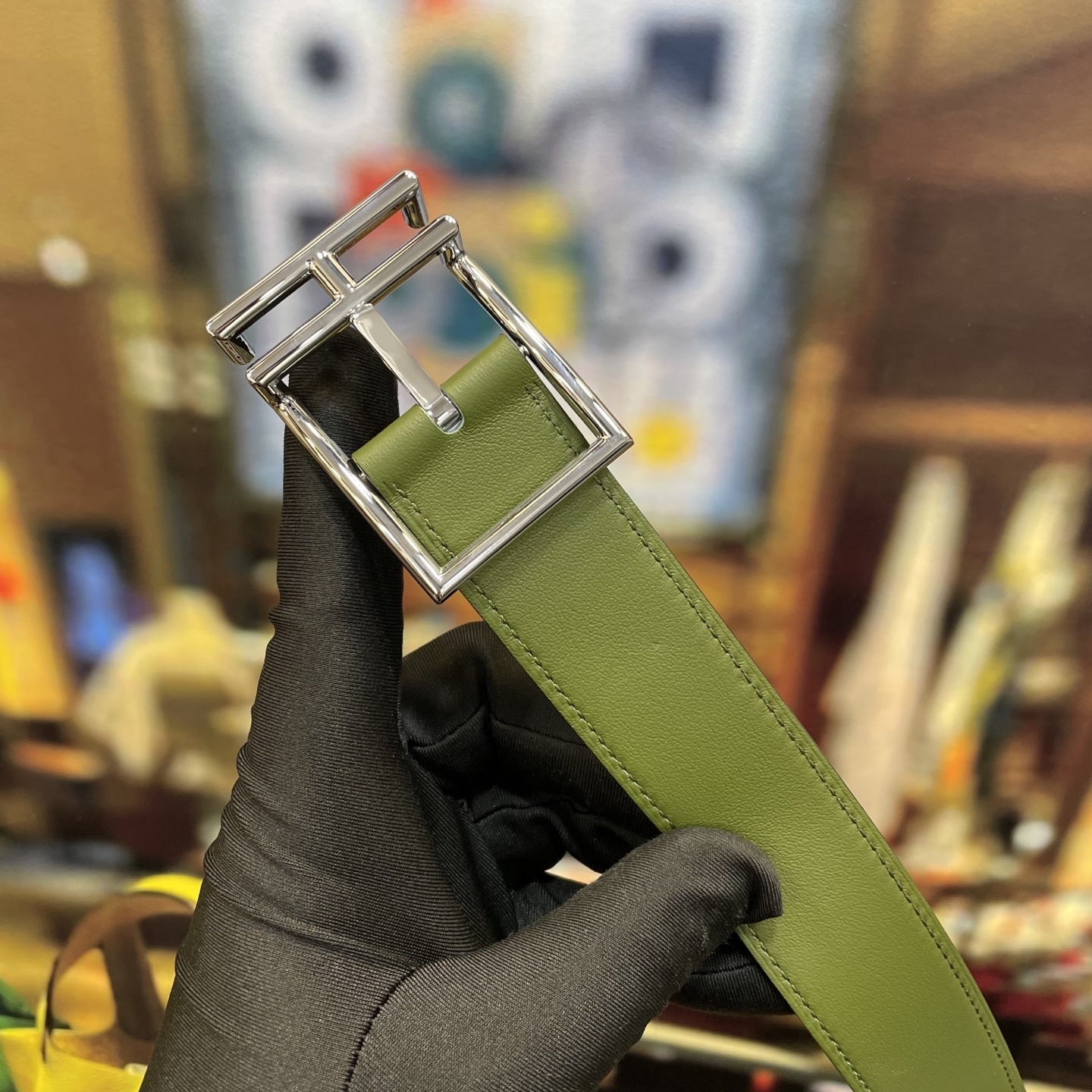 Luxury Genuine Leather Belt with Designer H-Frame Buckle