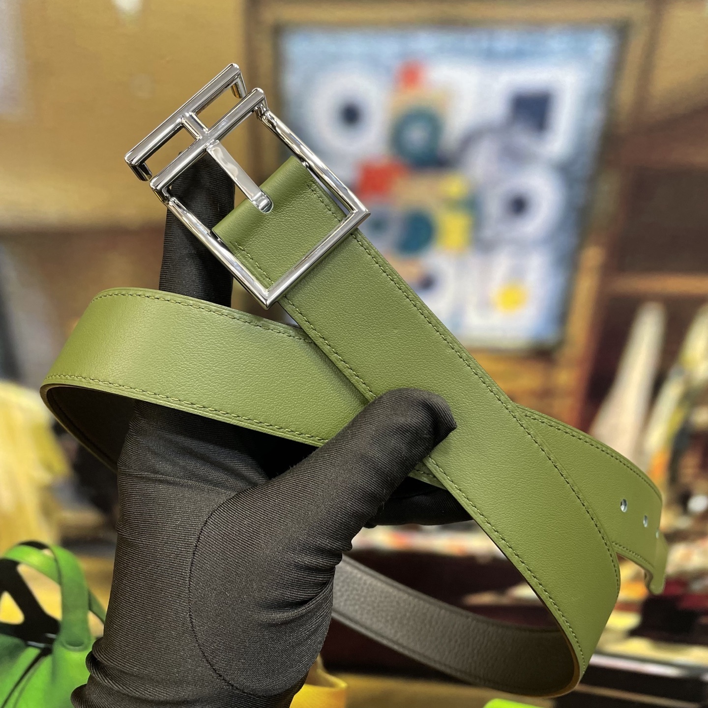 Luxury Genuine Leather Belt with Designer H-Frame Buckle