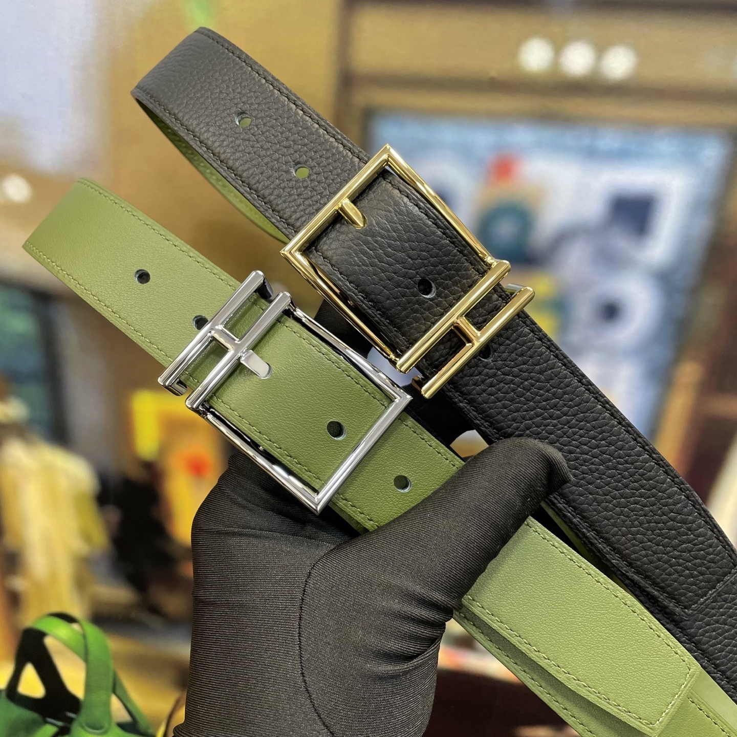 Luxury Genuine Leather Belt with Designer H-Frame Buckle