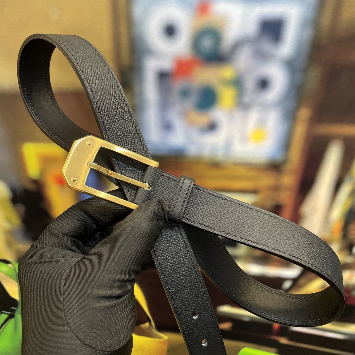 Premium Men's Grainy Leather Belt with Brushed Metal Buckle