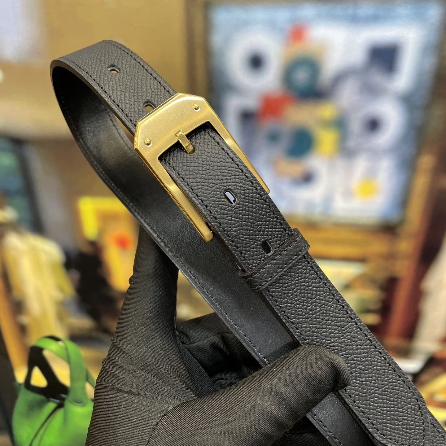 Premium Men's Grainy Leather Belt with Brushed Metal Buckle