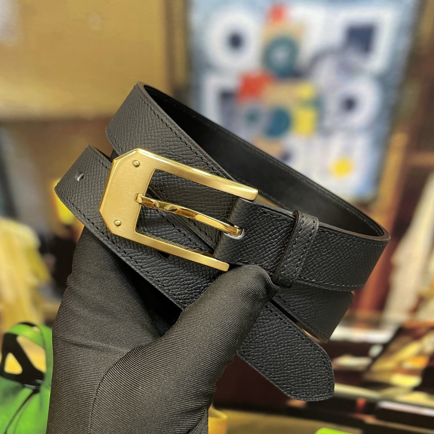 Premium Men's Grainy Leather Belt with Brushed Metal Buckle