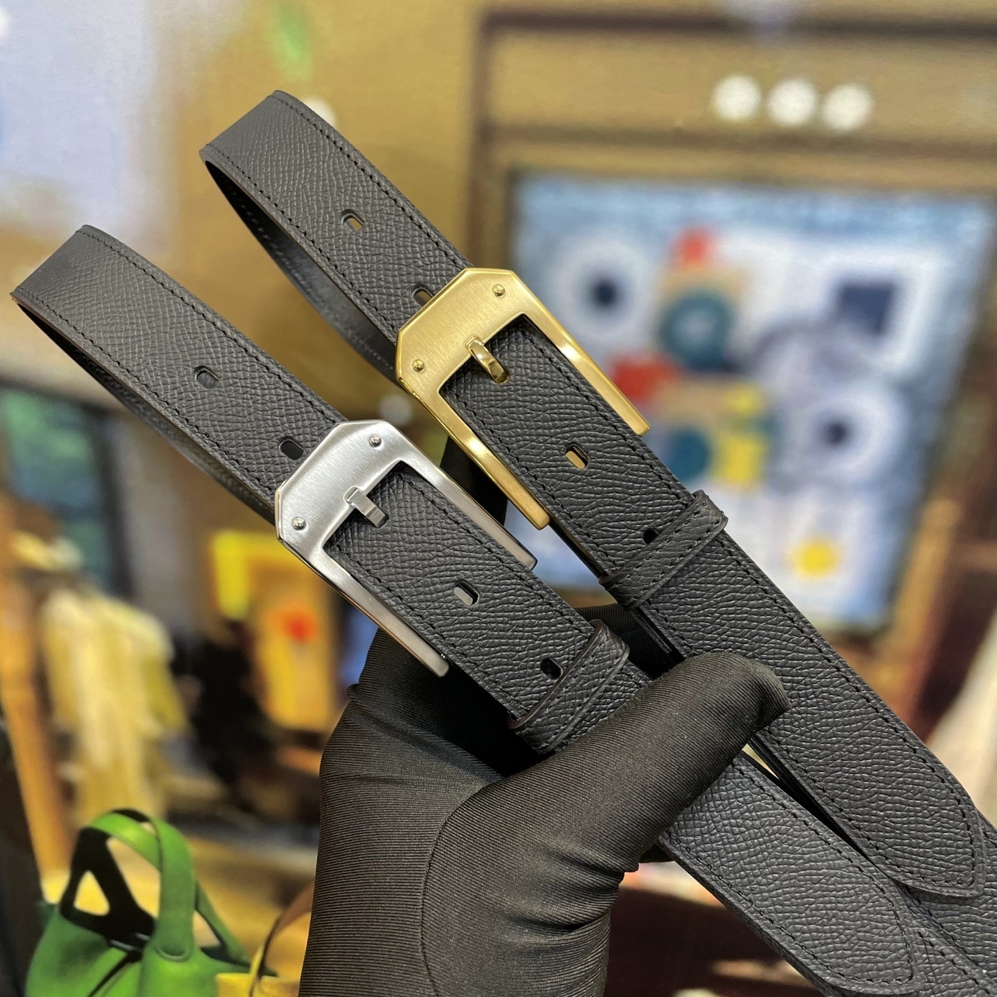 Premium Men’s Grainy Leather Belt with Brushed Metal Buckle