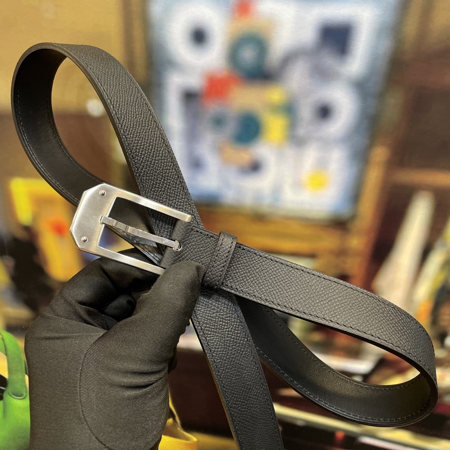 Premium Epsom Leather Men's Belt with Designer Metal Buckle