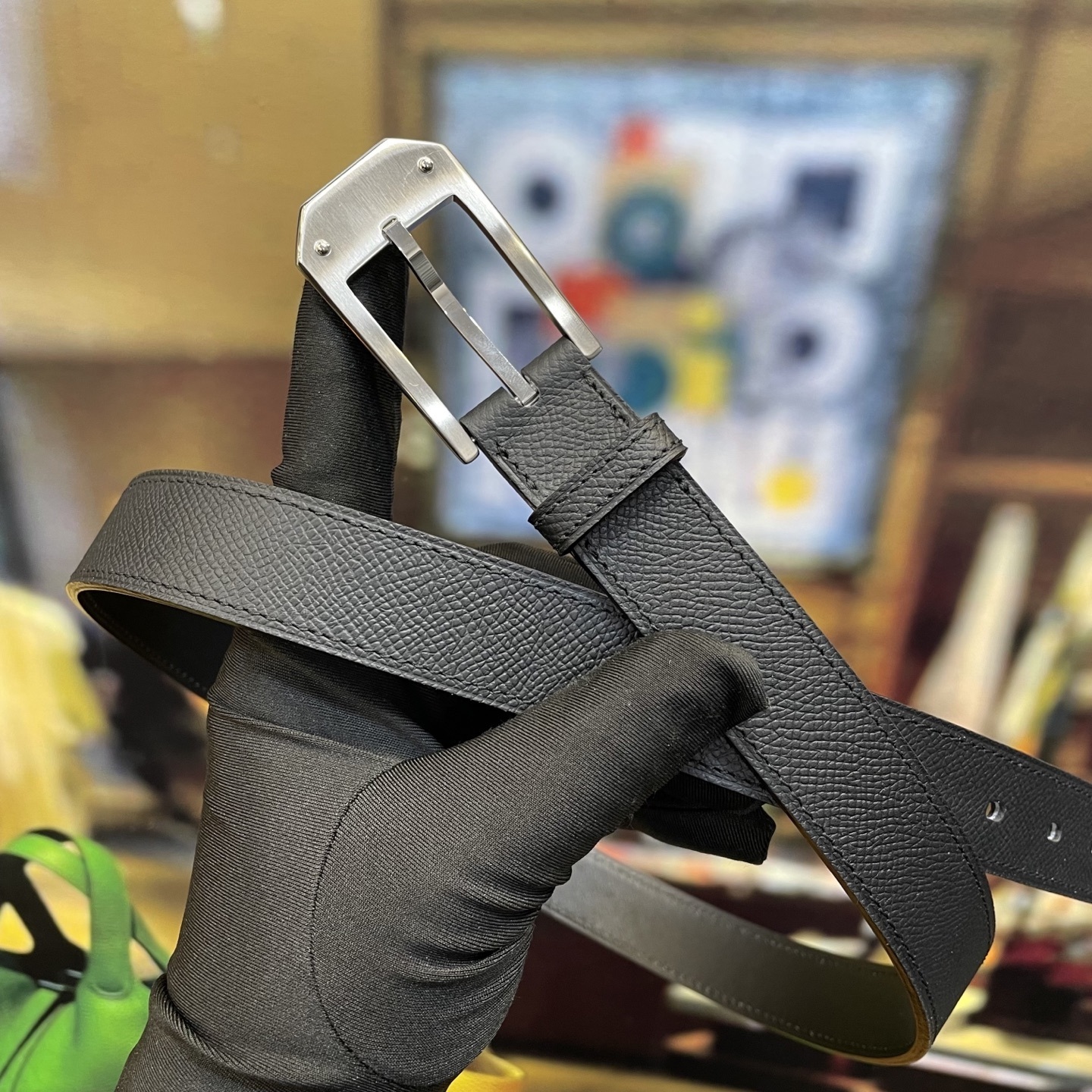 Premium Epsom Leather Men's Belt with Designer Metal Buckle