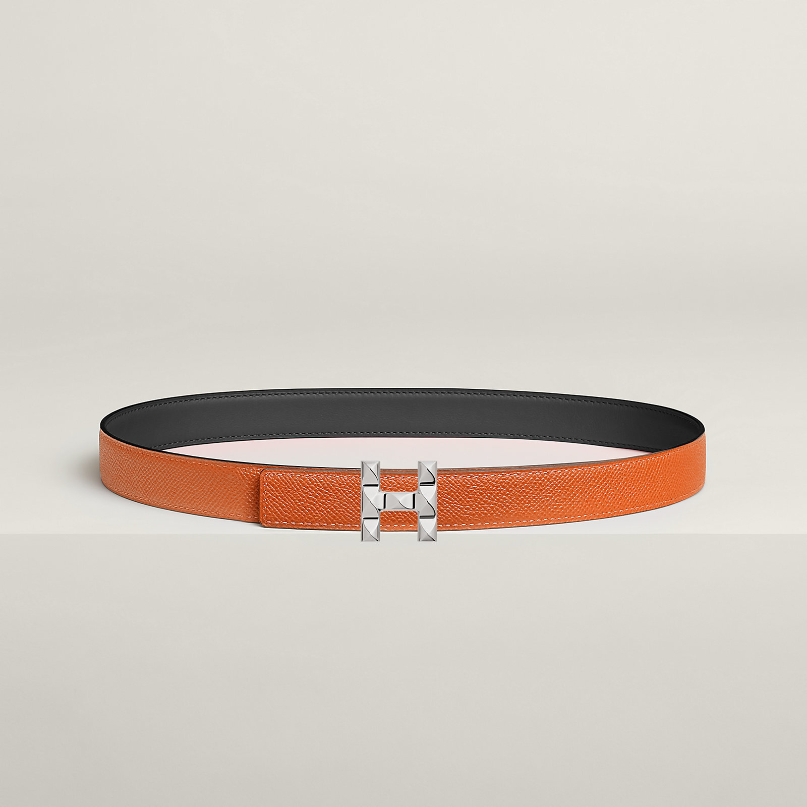 Luxury Reversible Leather Belt with Silver H Buckle
