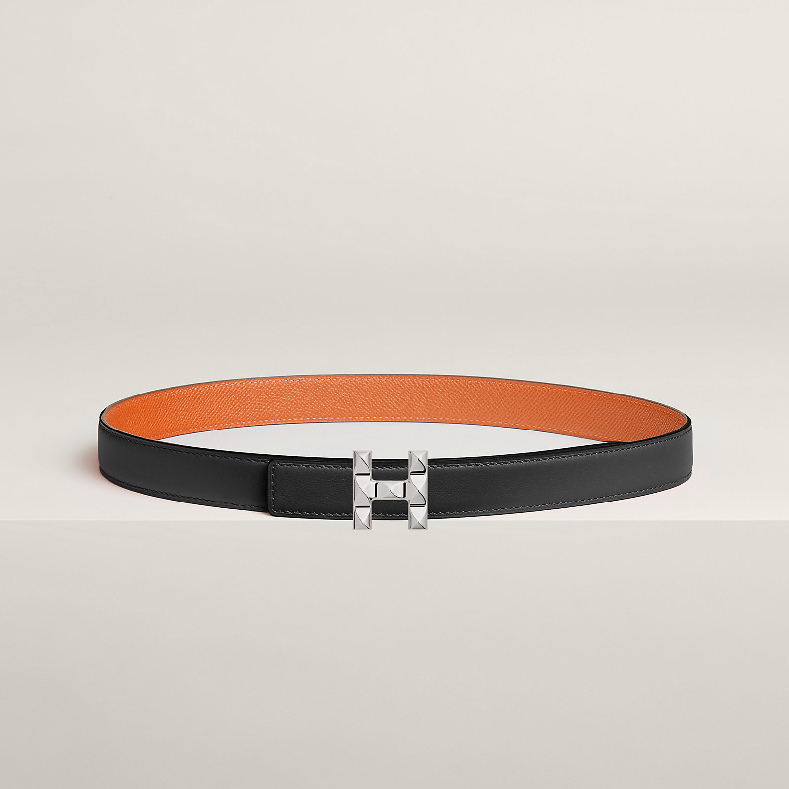Luxury Reversible Leather Belt with Silver H Buckle