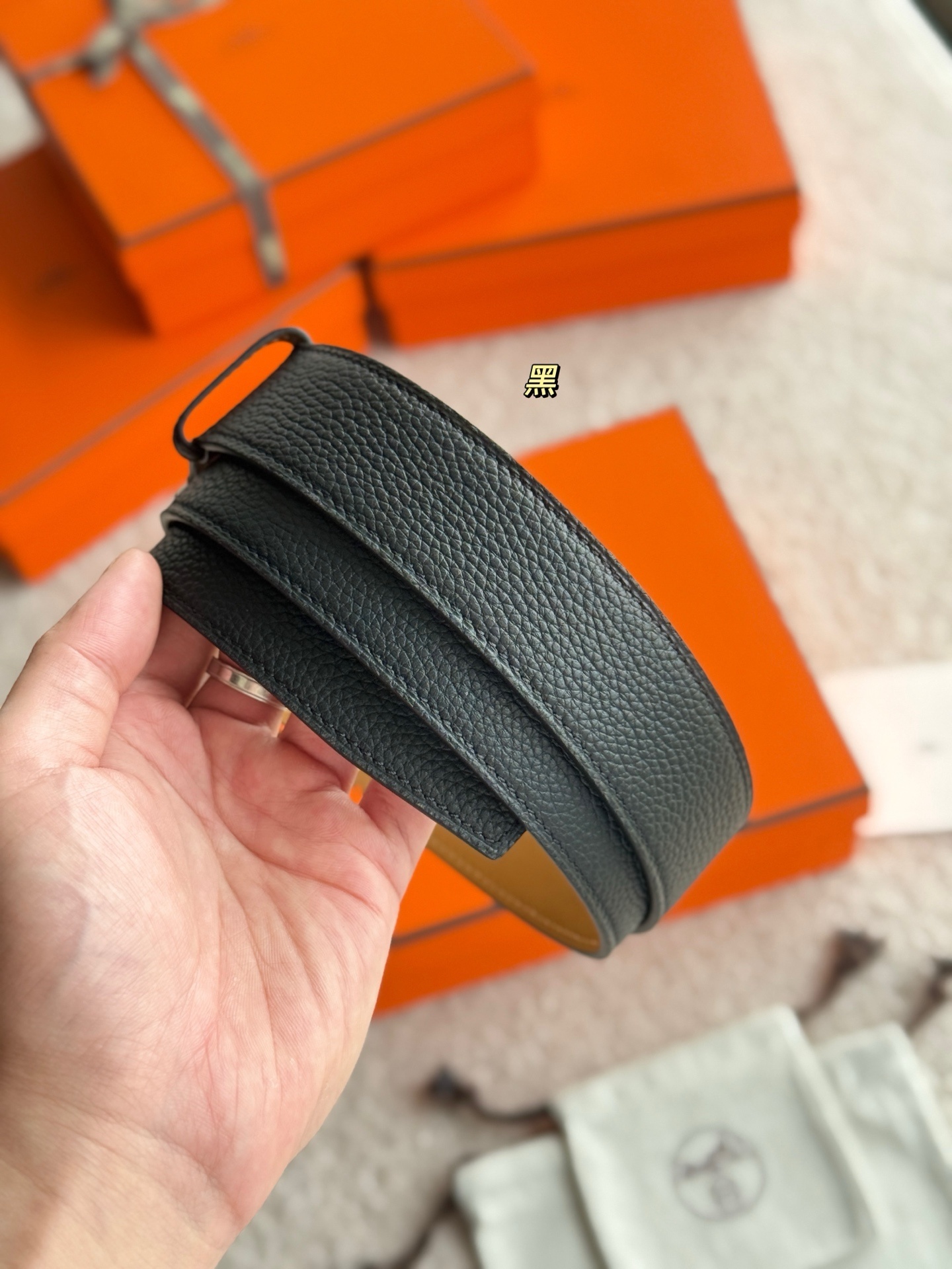 Hermès Romain 35 Reversible Leather Belt with Silver Buckle