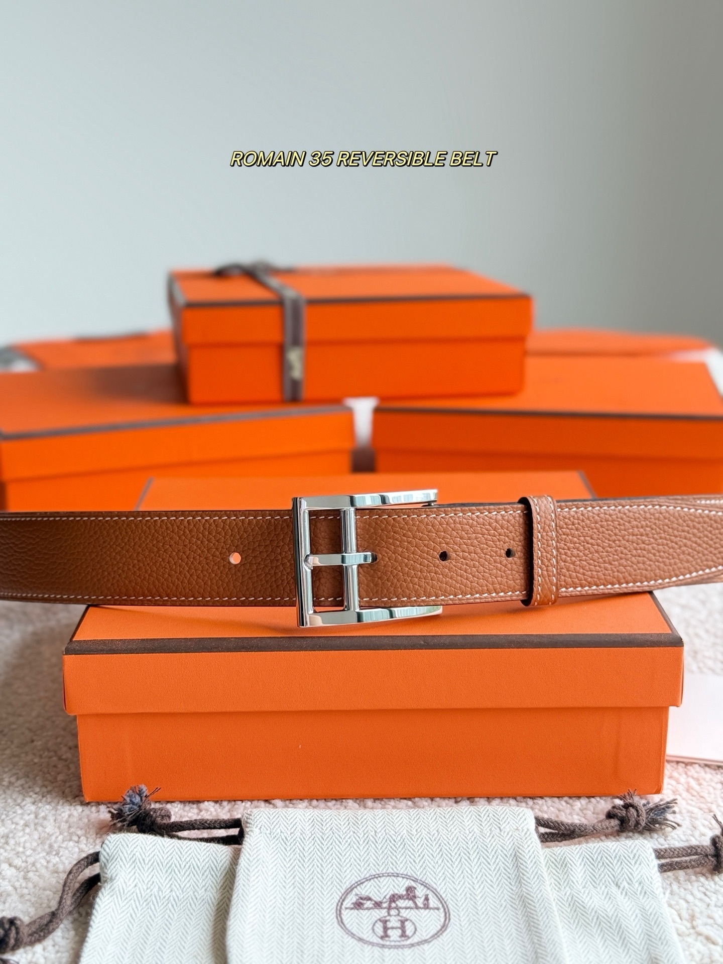 Romain 35 Reversible Leather Belt with Silver-Tone Buckle