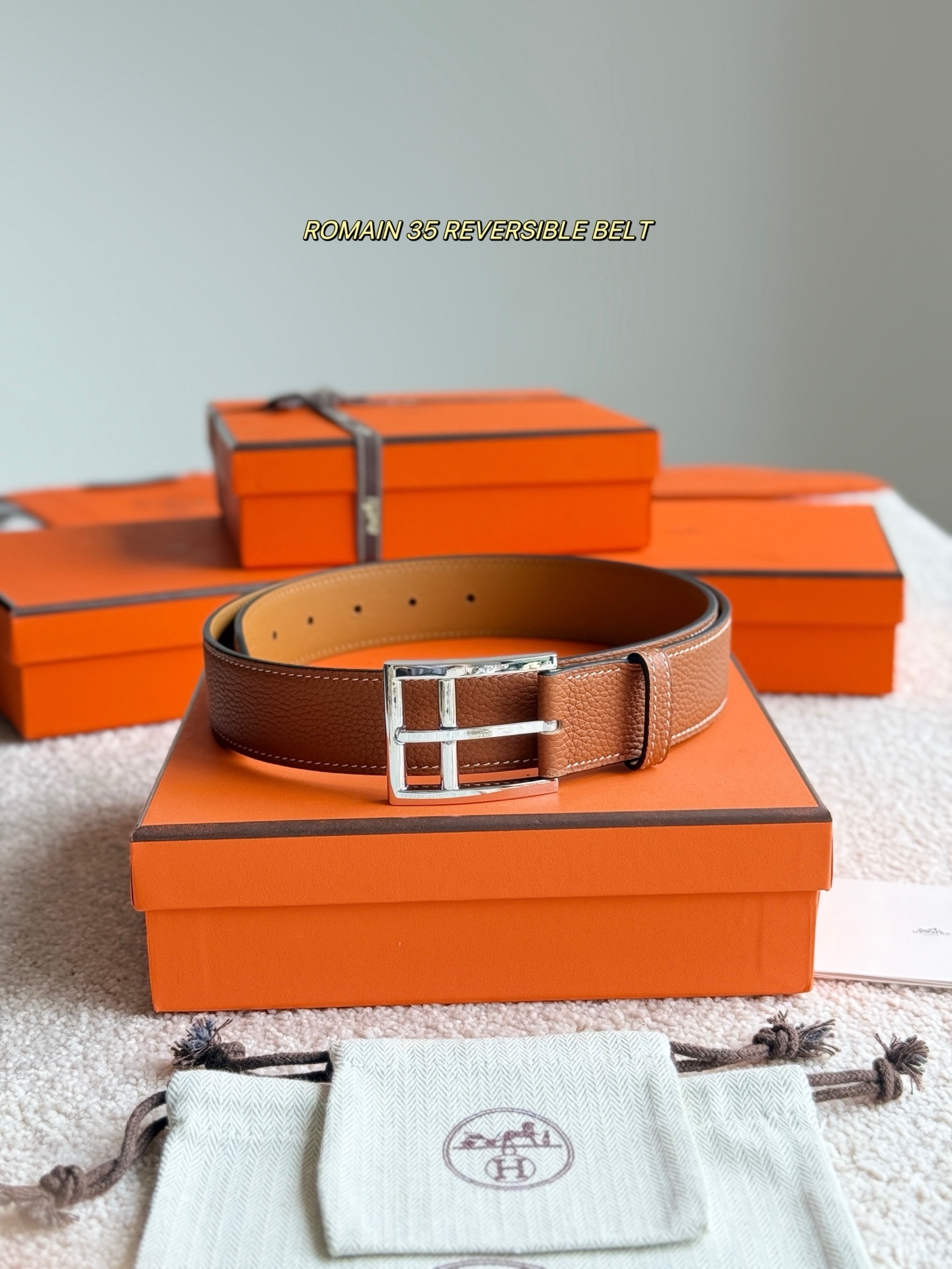 Romain 35 Reversible Leather Belt with Silver-Tone Buckle