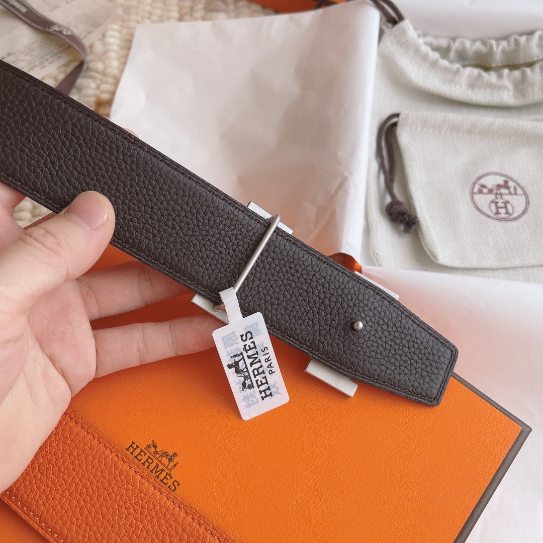 Premium Reversible H Buckle Leather Belt - Orange & Black