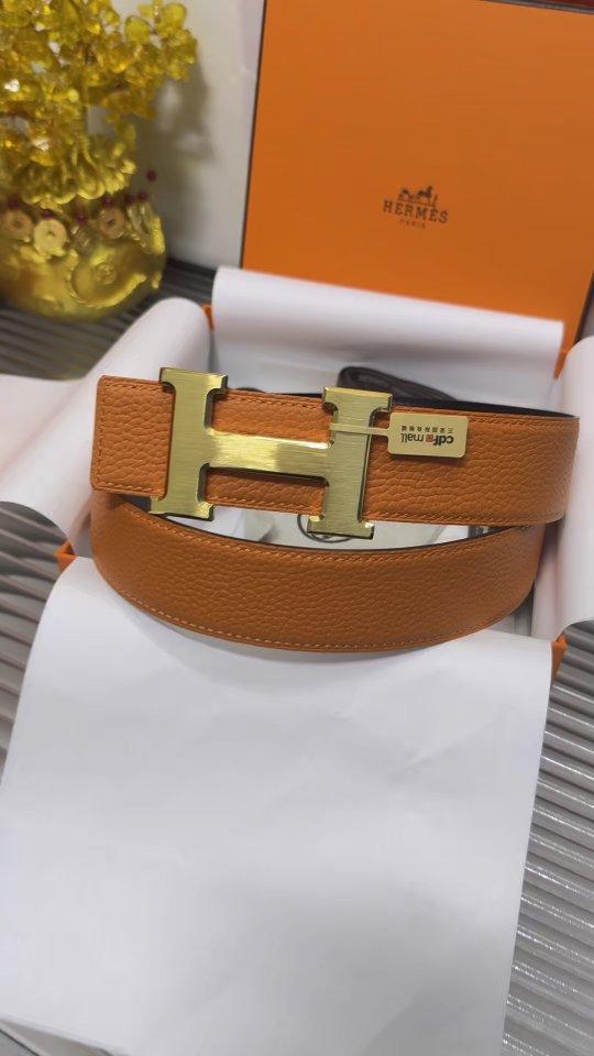 Hermes Constance Belt Orange Leather with Gold H Buckle