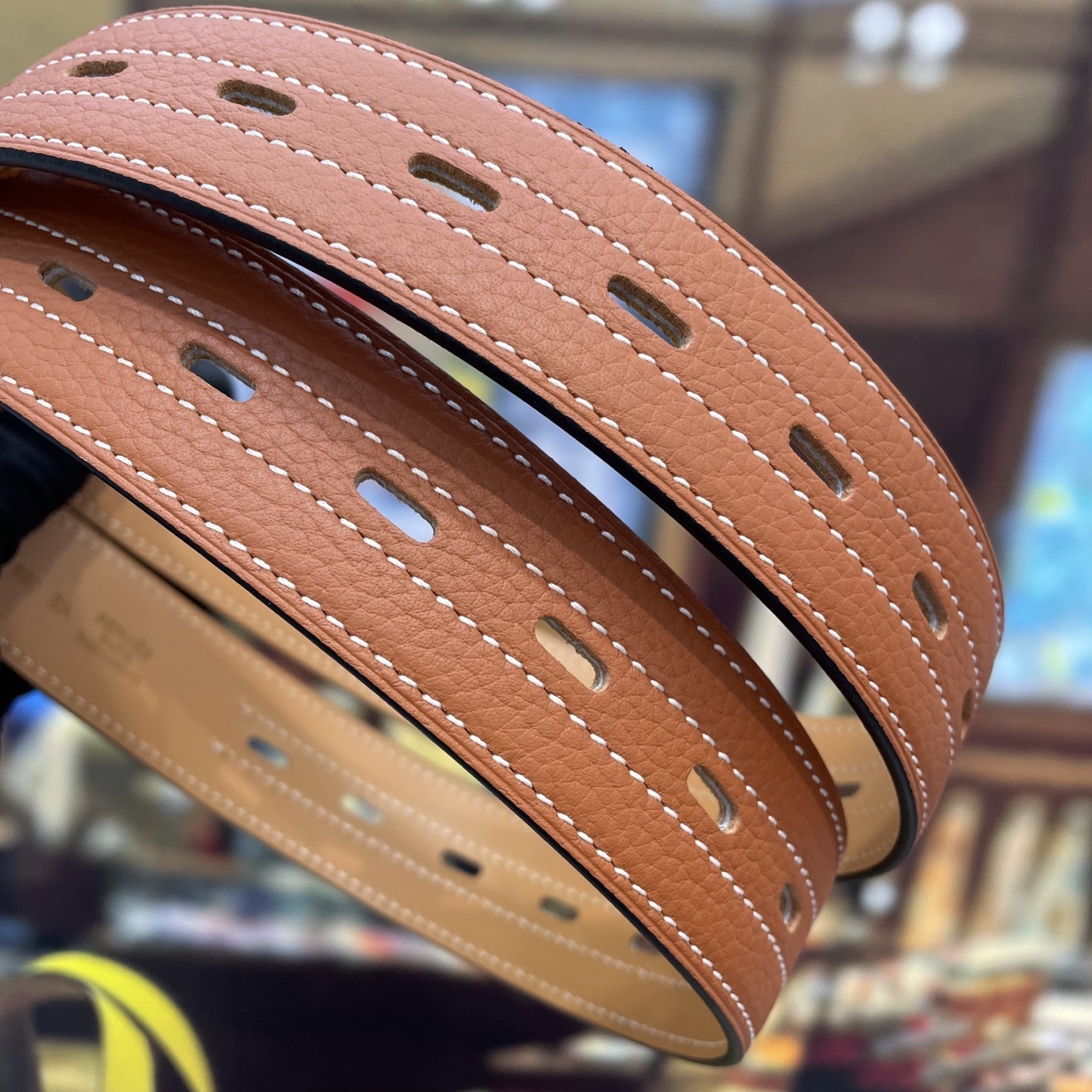 Elegant Orange Pebbled Leather Belt with Gold Buckle - Luxury Wrap