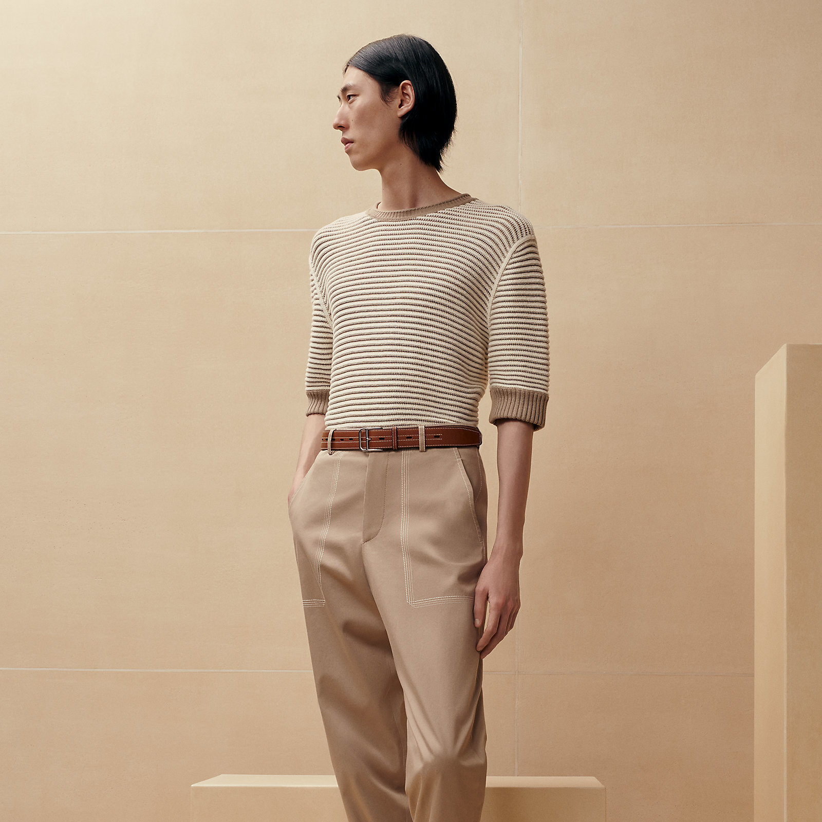 Premium Brown Leather Perforated Belt with Silver-Tone Buckle