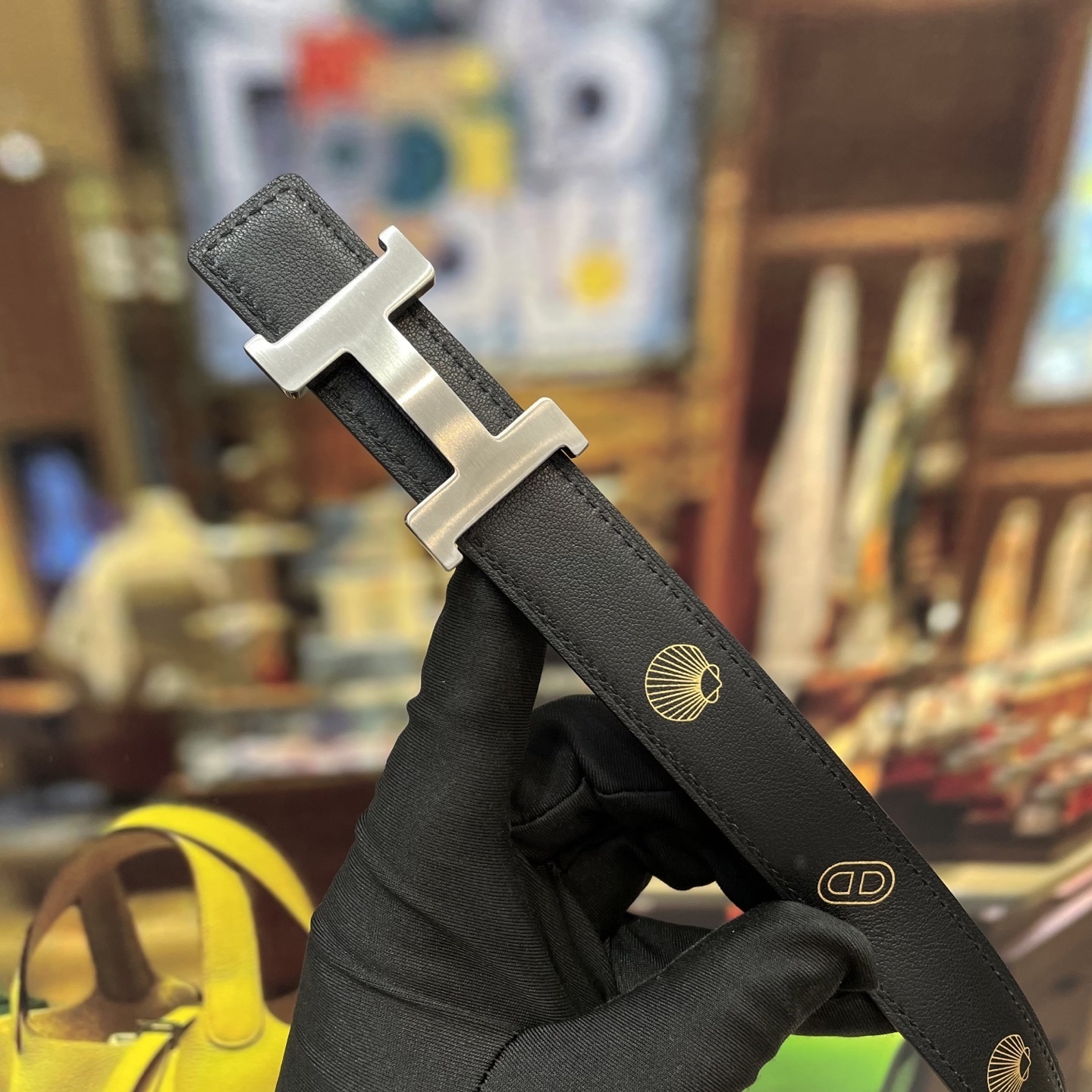 Hermès Men's H Belt in Tan Leather with Brushed Silver Buckle