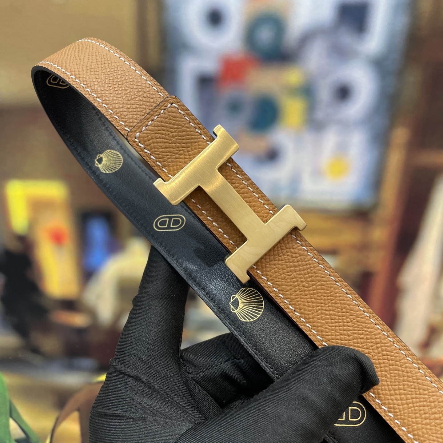 Hermès H Belt Gold Brushed Buckle Brown Epsom Leather Strap