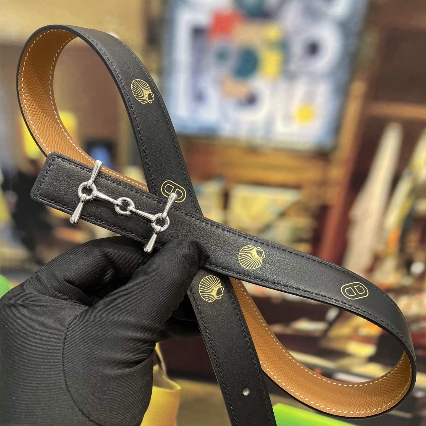 Luxury Tan Grained Leather Belt with Silver Mors Hardware