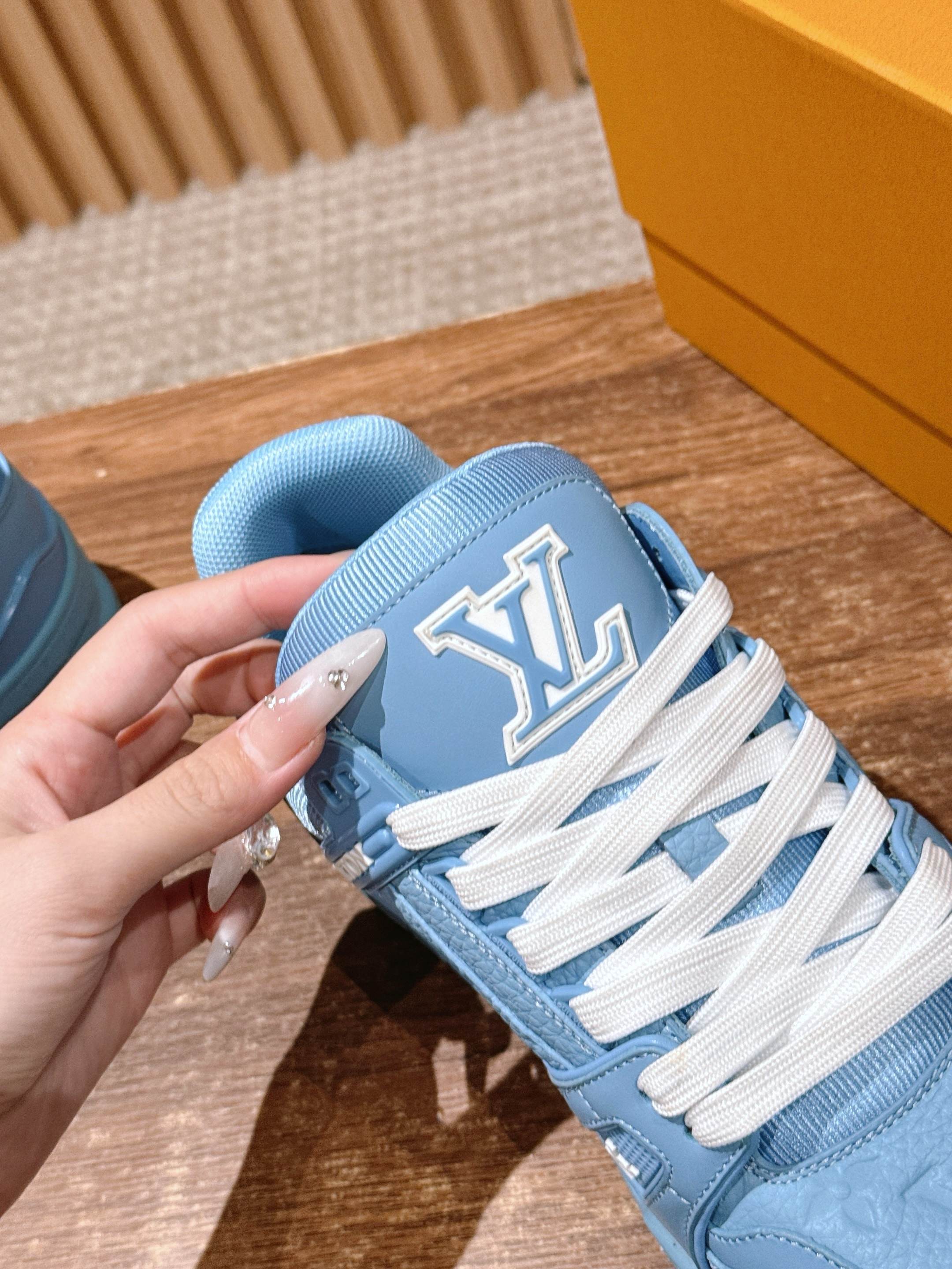 Louis Vuitton LV Trainer Low-Top Sneakers - Iconic Light Blue