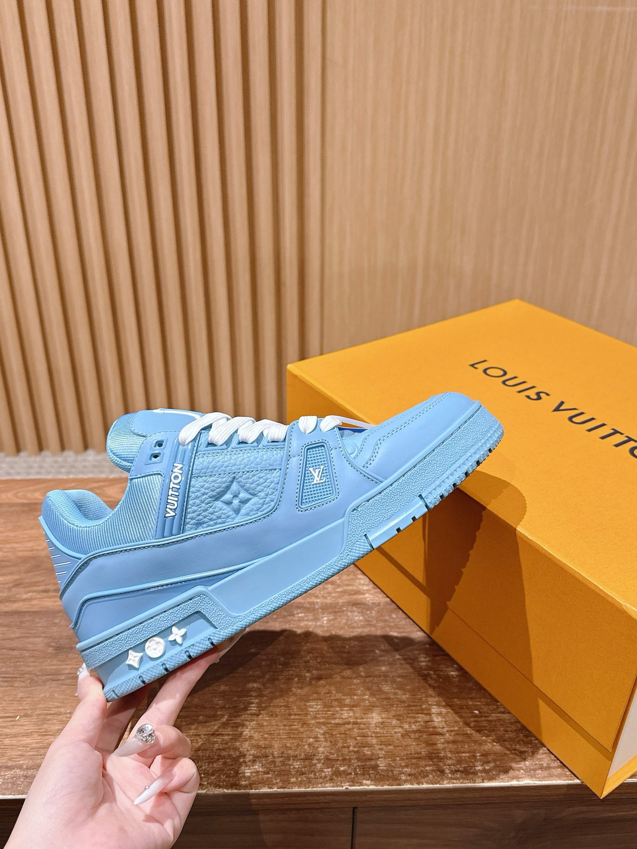 Louis Vuitton LV Trainer Low-Top Sneakers - Iconic Light Blue