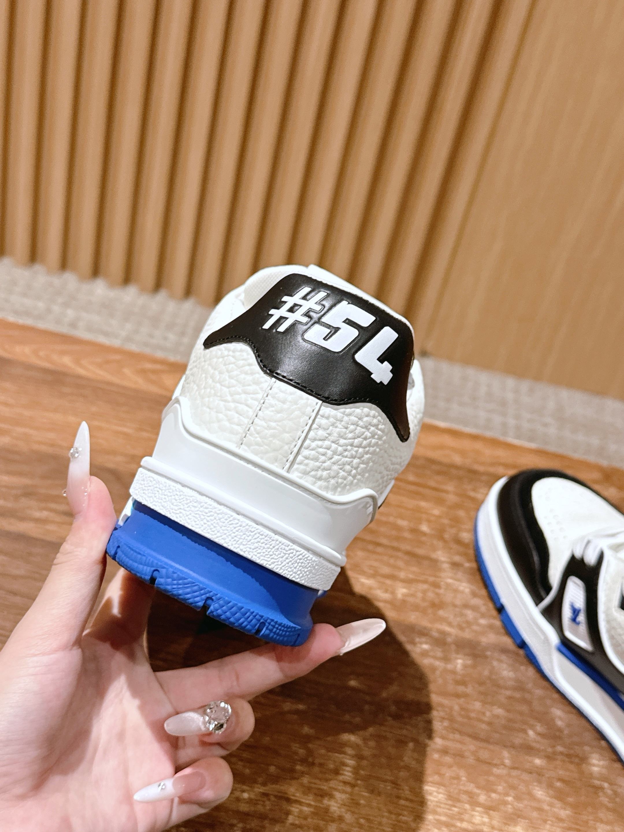 Louis Vuitton LV Trainer Sneakers Black White Blue Leather