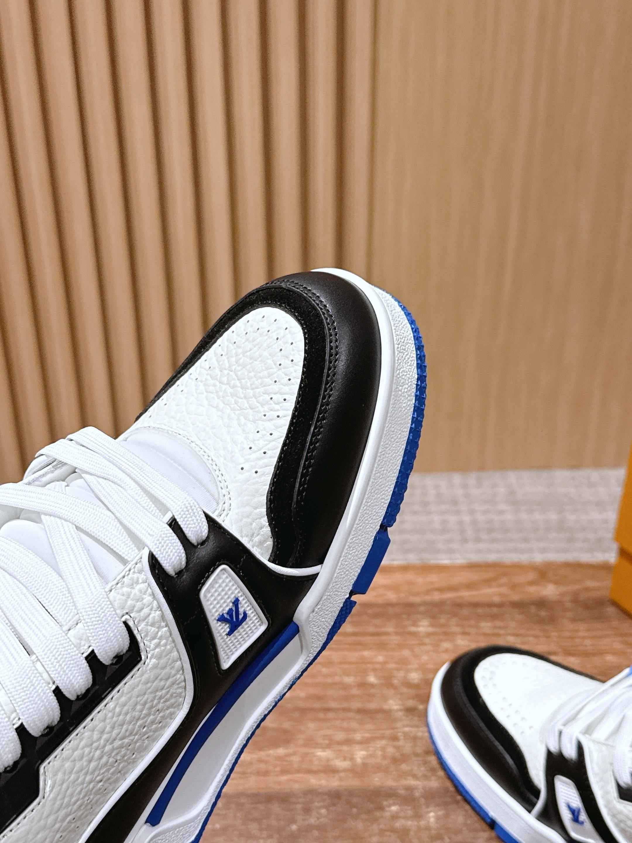 Louis Vuitton LV Trainer Sneakers Black White Blue Leather