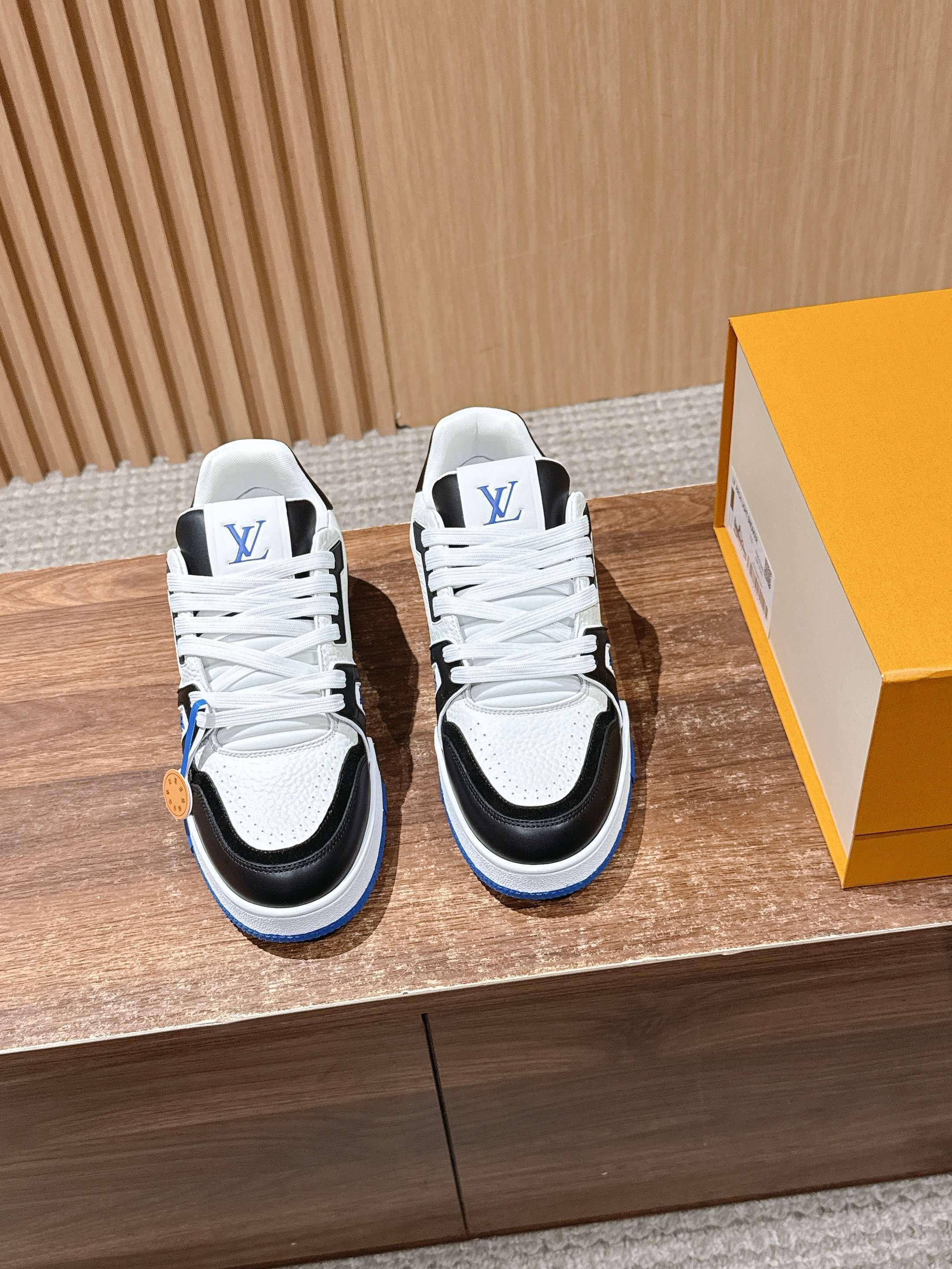 Louis Vuitton LV Trainer Sneakers Black White Blue Leather