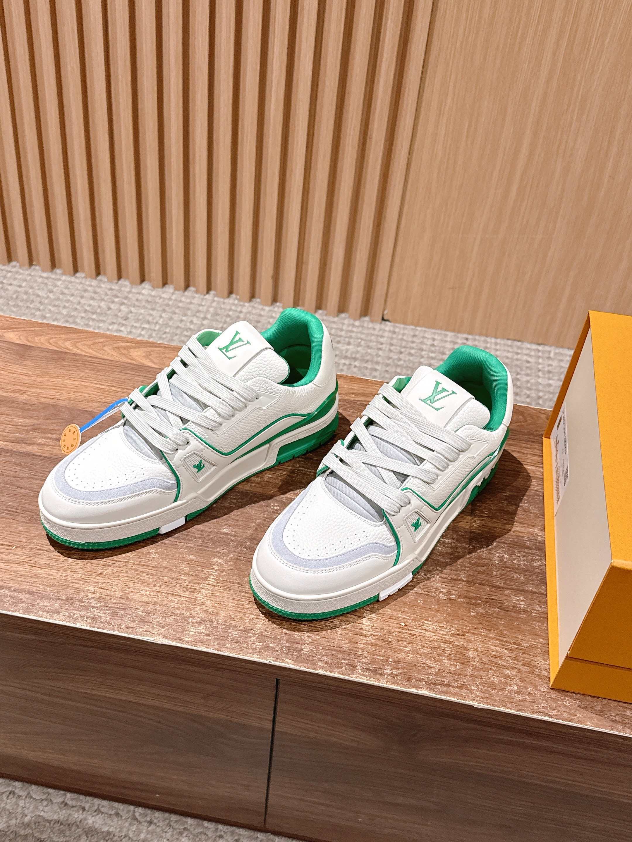 Louis Vuitton LV Trainer Sneakers - White & Green Luxury Men's Shoes