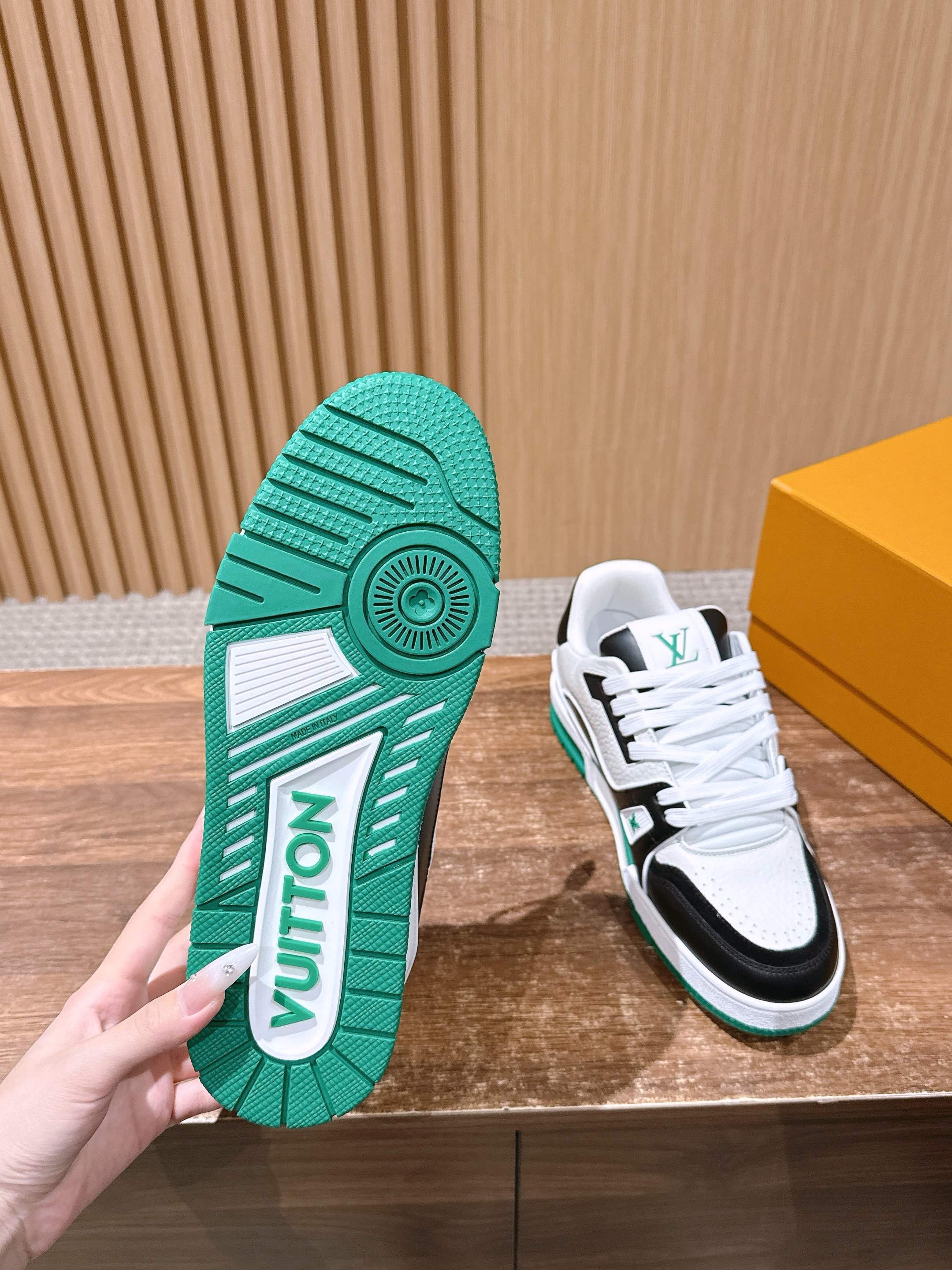 Louis Vuitton LV Trainer Sneakers - White Black Green Luxury Shoes