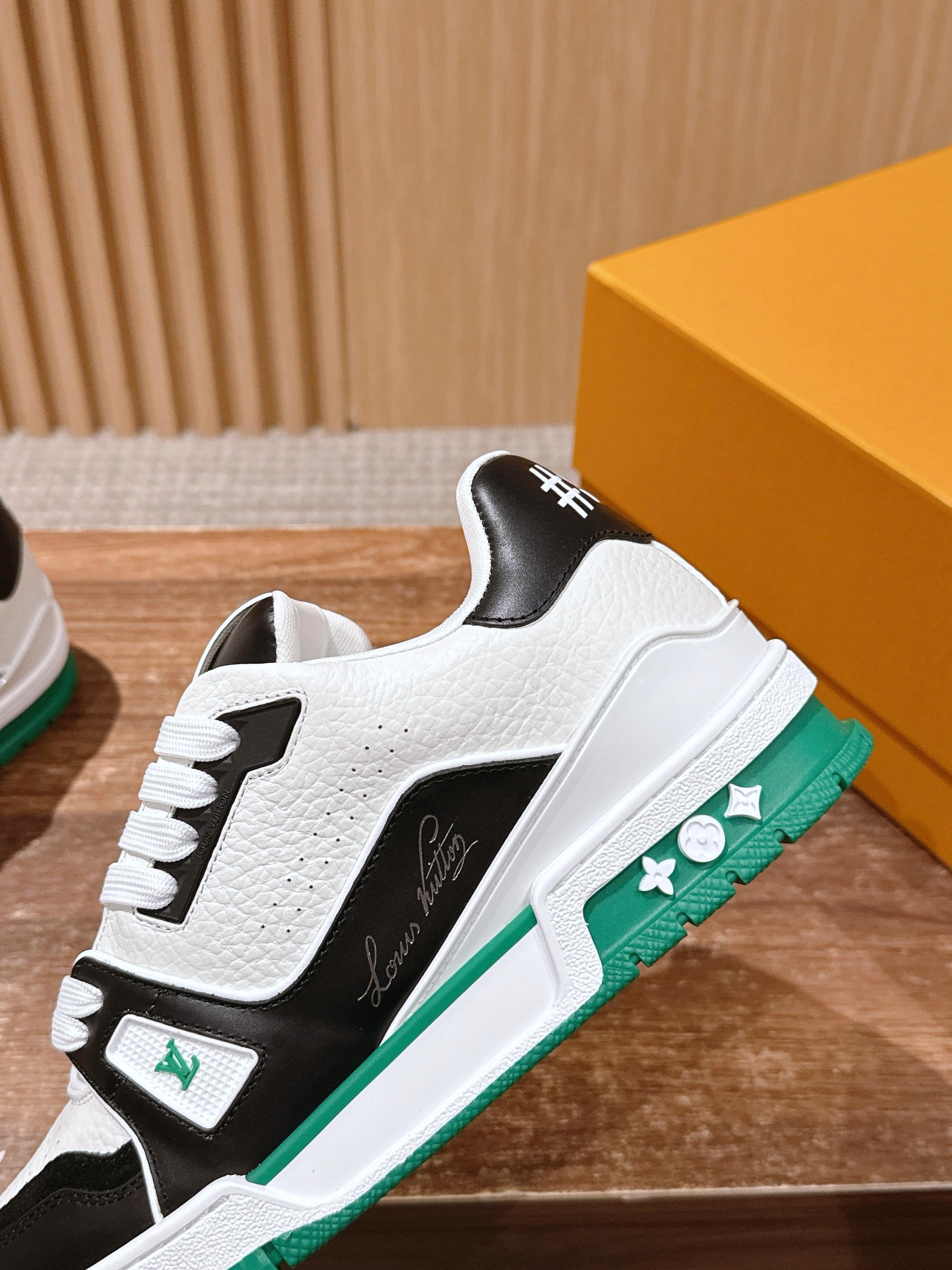 Louis Vuitton LV Trainer Sneakers - White Black Green Luxury Shoes