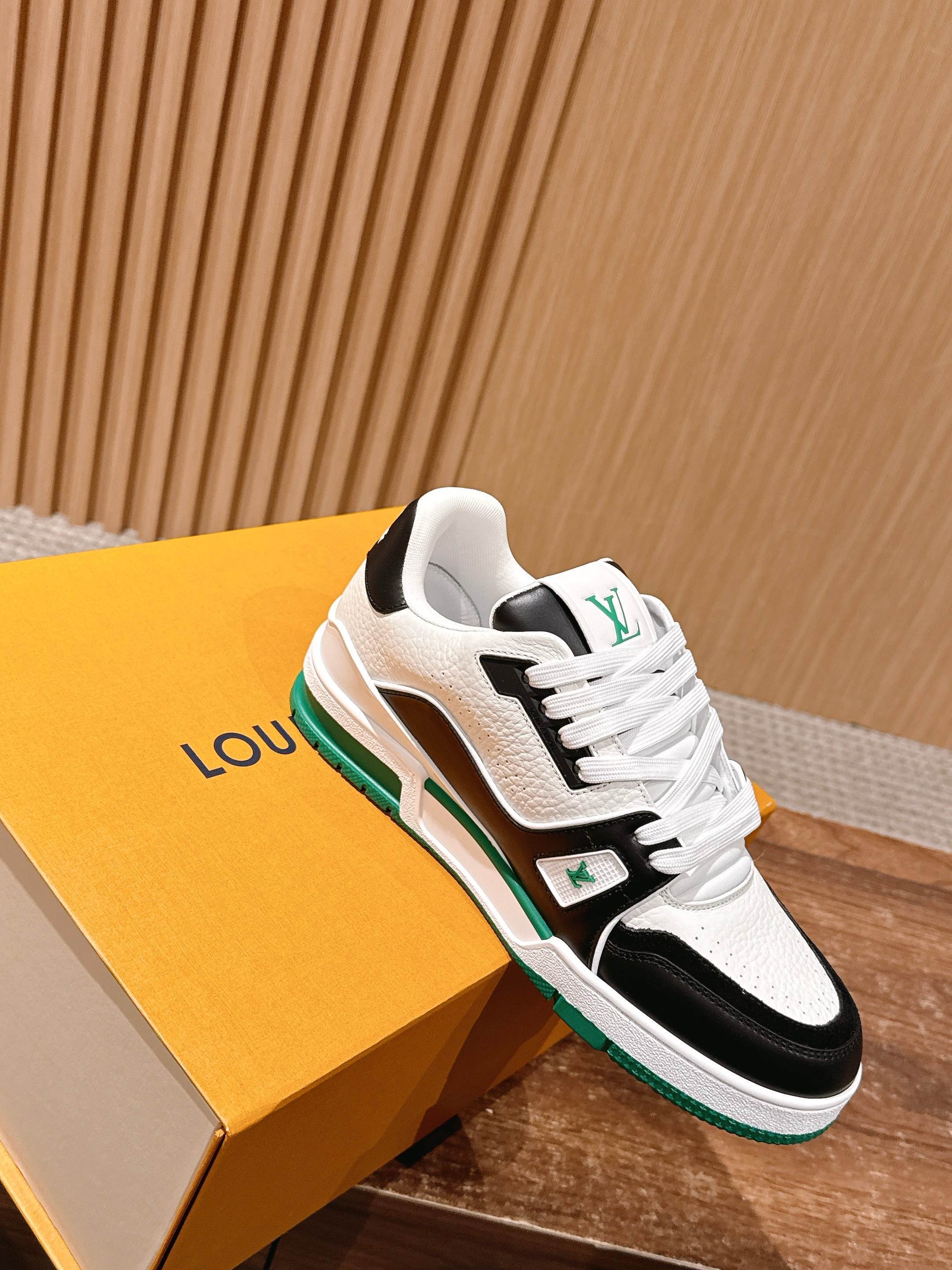 Louis Vuitton LV Trainer Sneakers - White Black Green Luxury Shoes