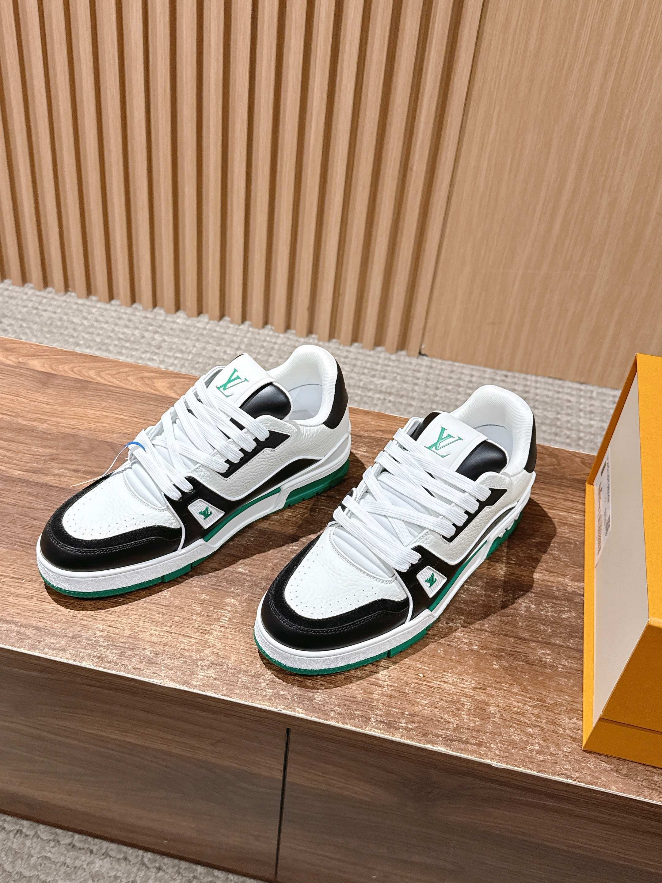 Louis Vuitton LV Trainer Sneakers - White Black Green Luxury Shoes