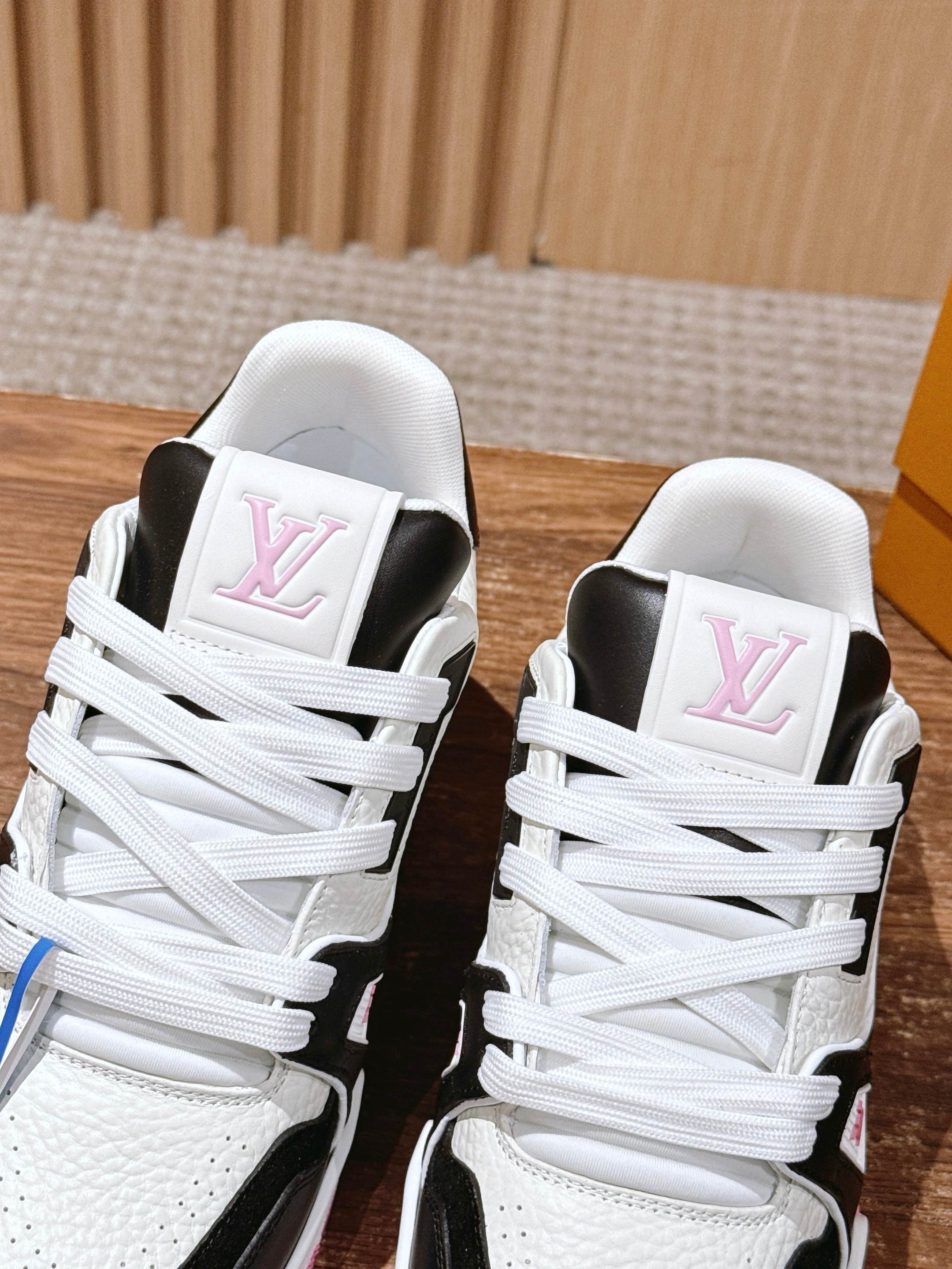 LV Trainer Low-Top Sneakers - Black, White & Pink Luxury Footwear
