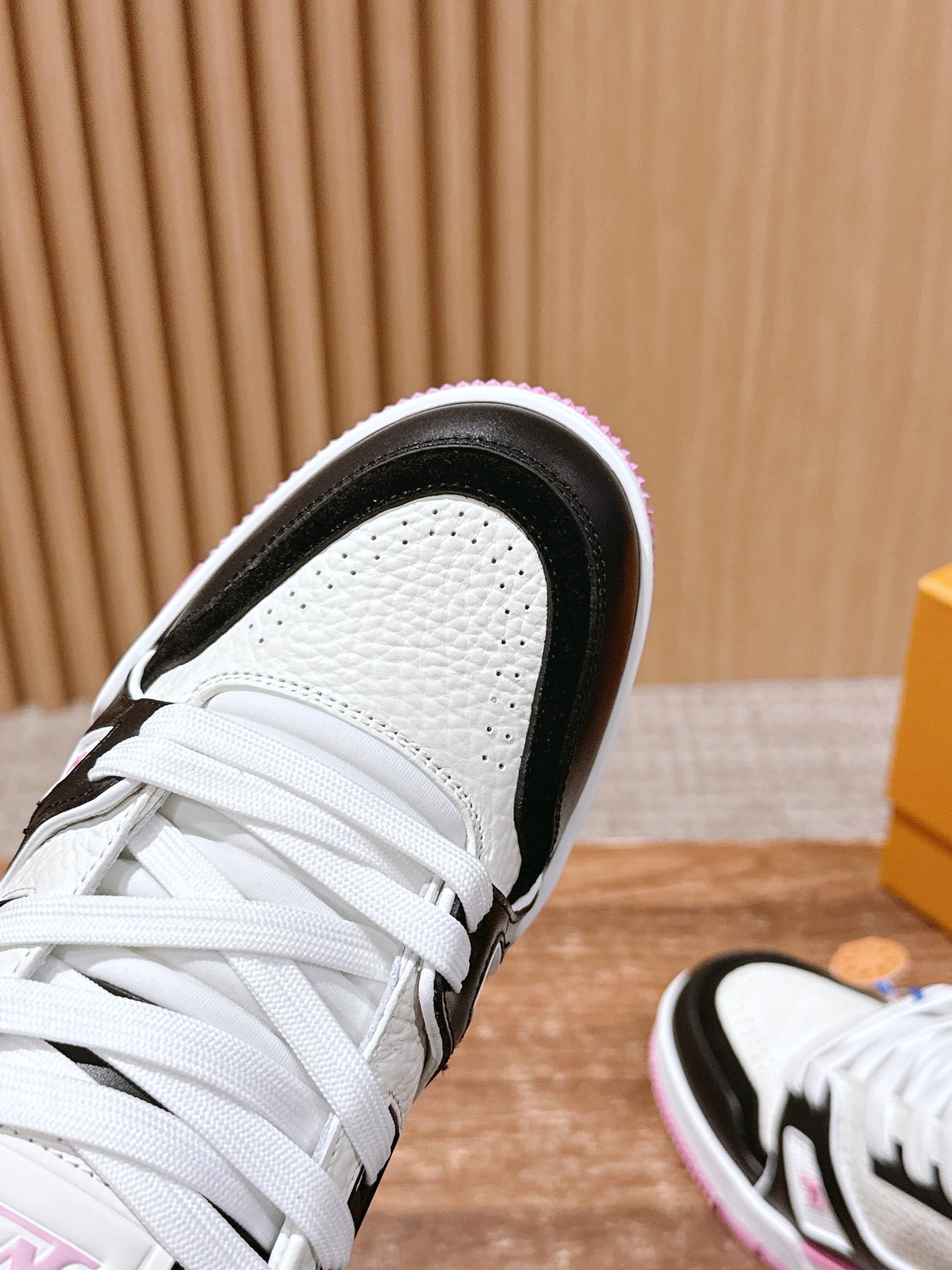 LV Trainer Low-Top Sneakers - Black, White & Pink Luxury Footwear