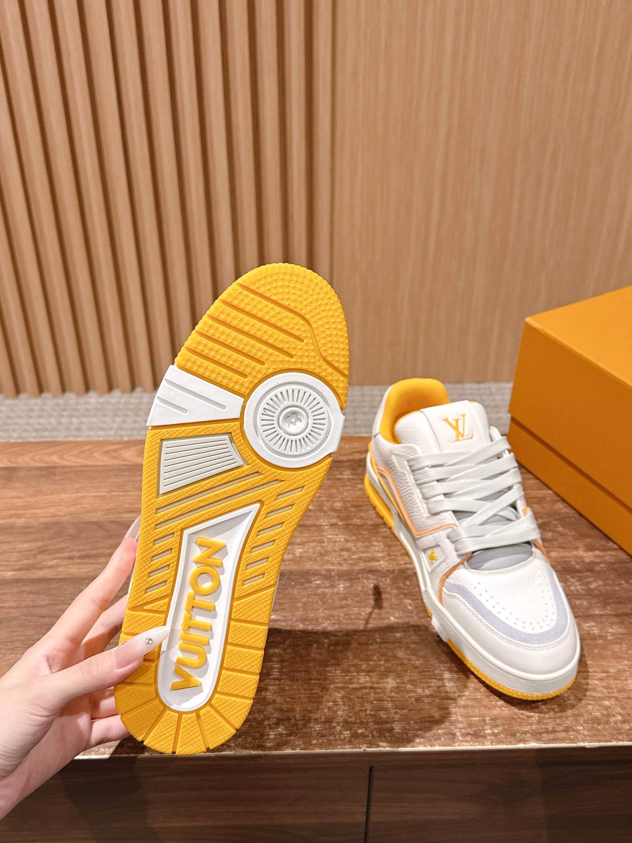 Louis Vuitton LV Trainer Sneaker - White & Yellow Grained Leather