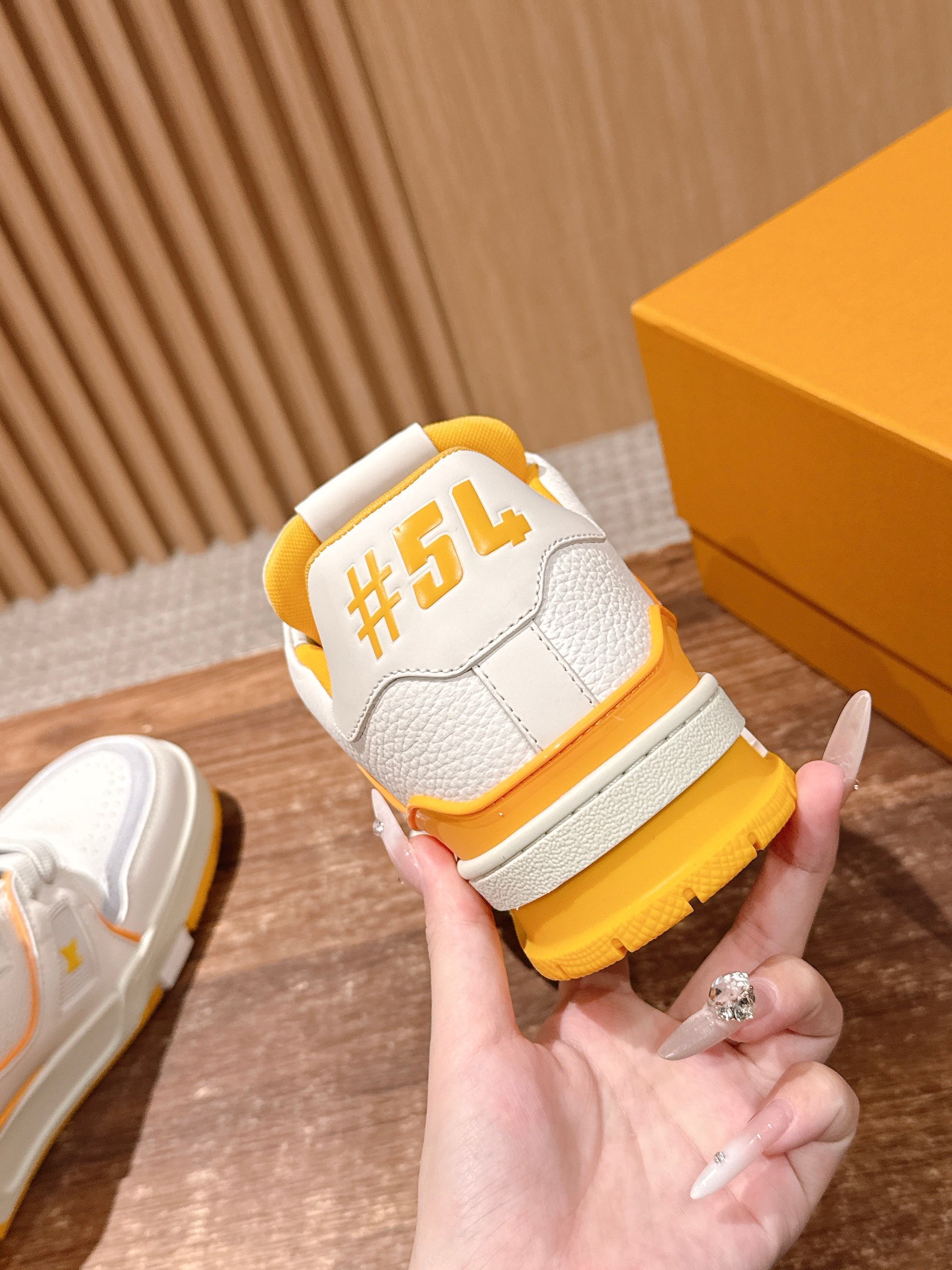Louis Vuitton LV Trainer Sneaker - White & Yellow Grained Leather