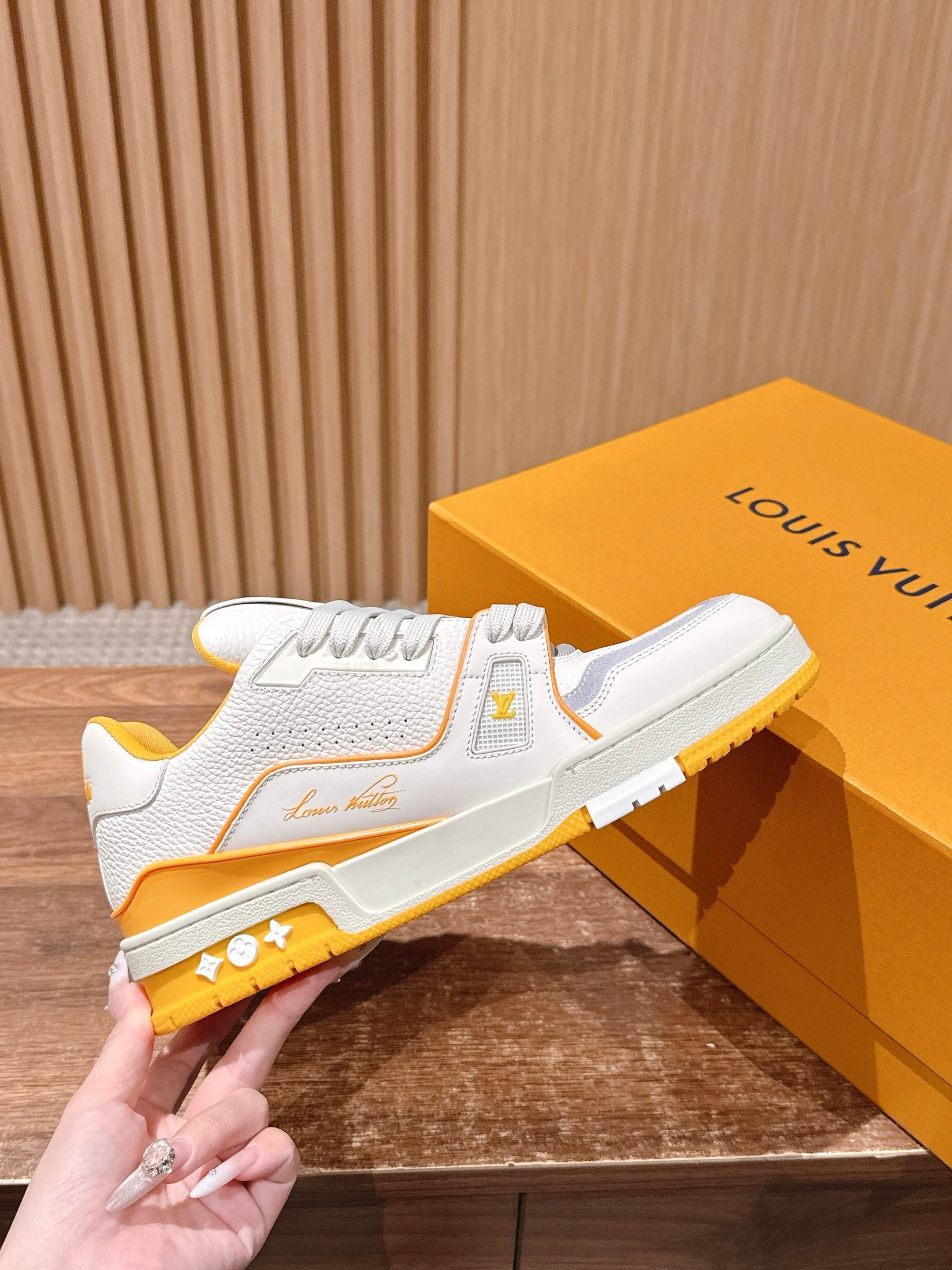 Louis Vuitton LV Trainer Sneaker - White & Yellow Grained Leather