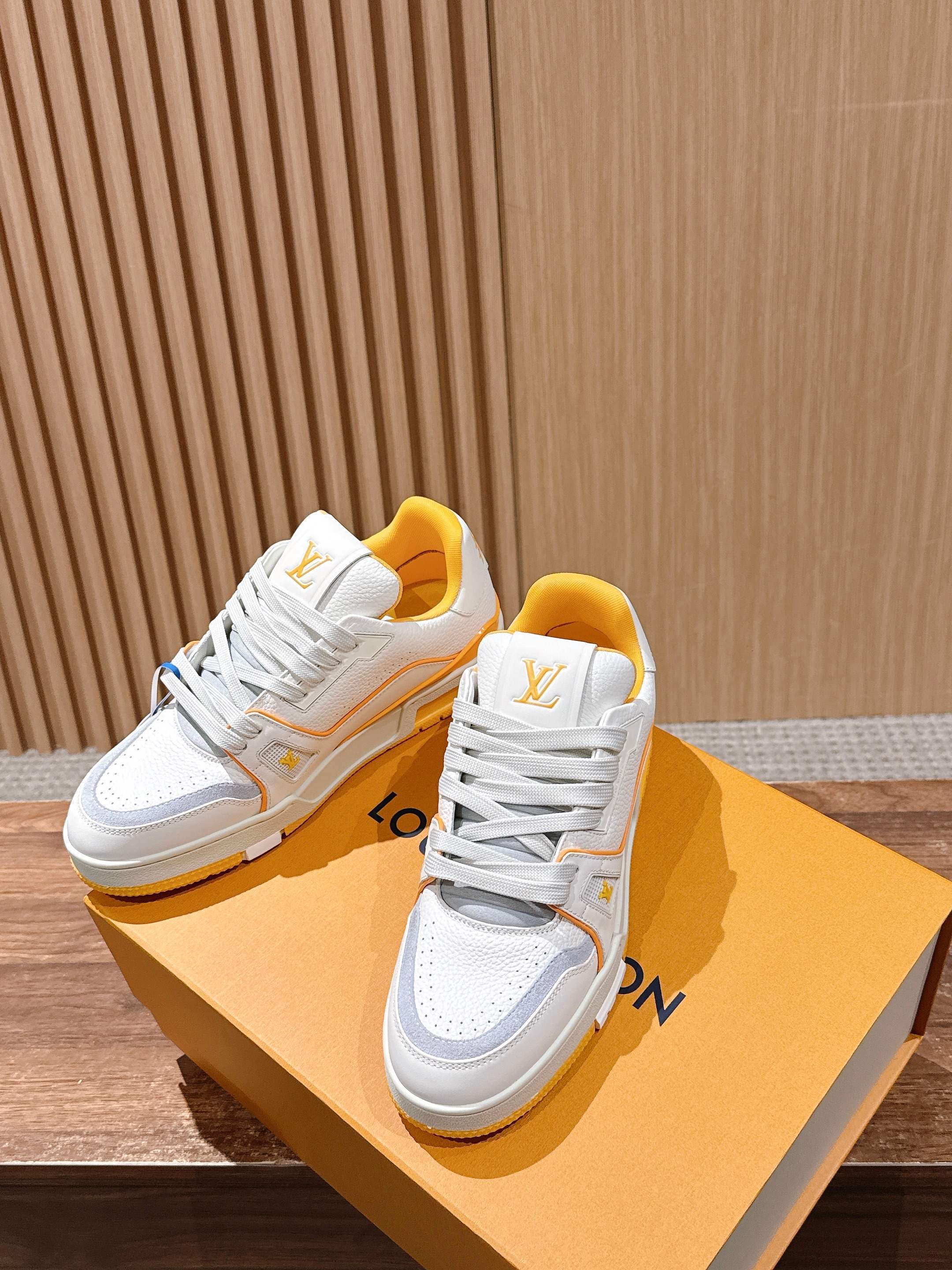 Louis Vuitton LV Trainer Sneaker - White & Yellow Grained Leather