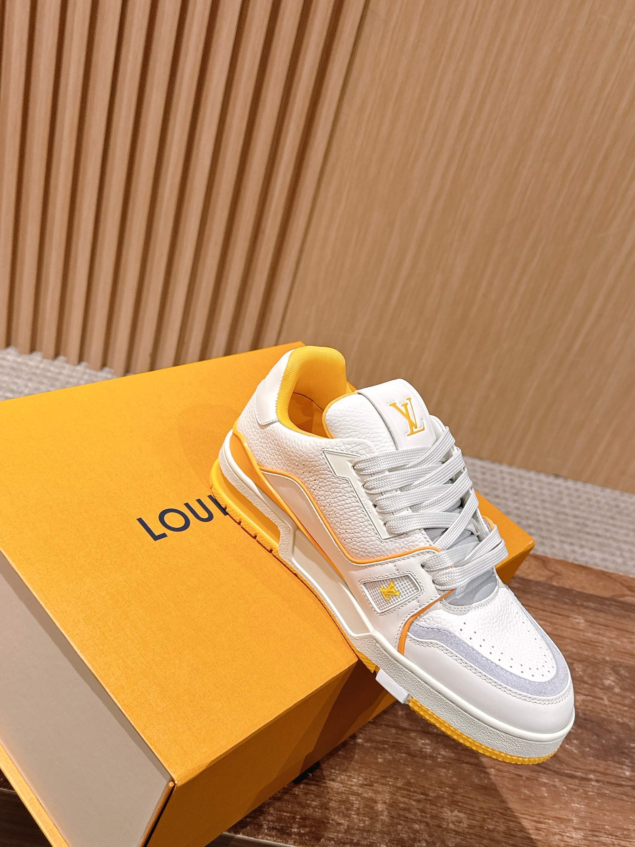 Louis Vuitton LV Trainer Sneaker - White & Yellow Grained Leather