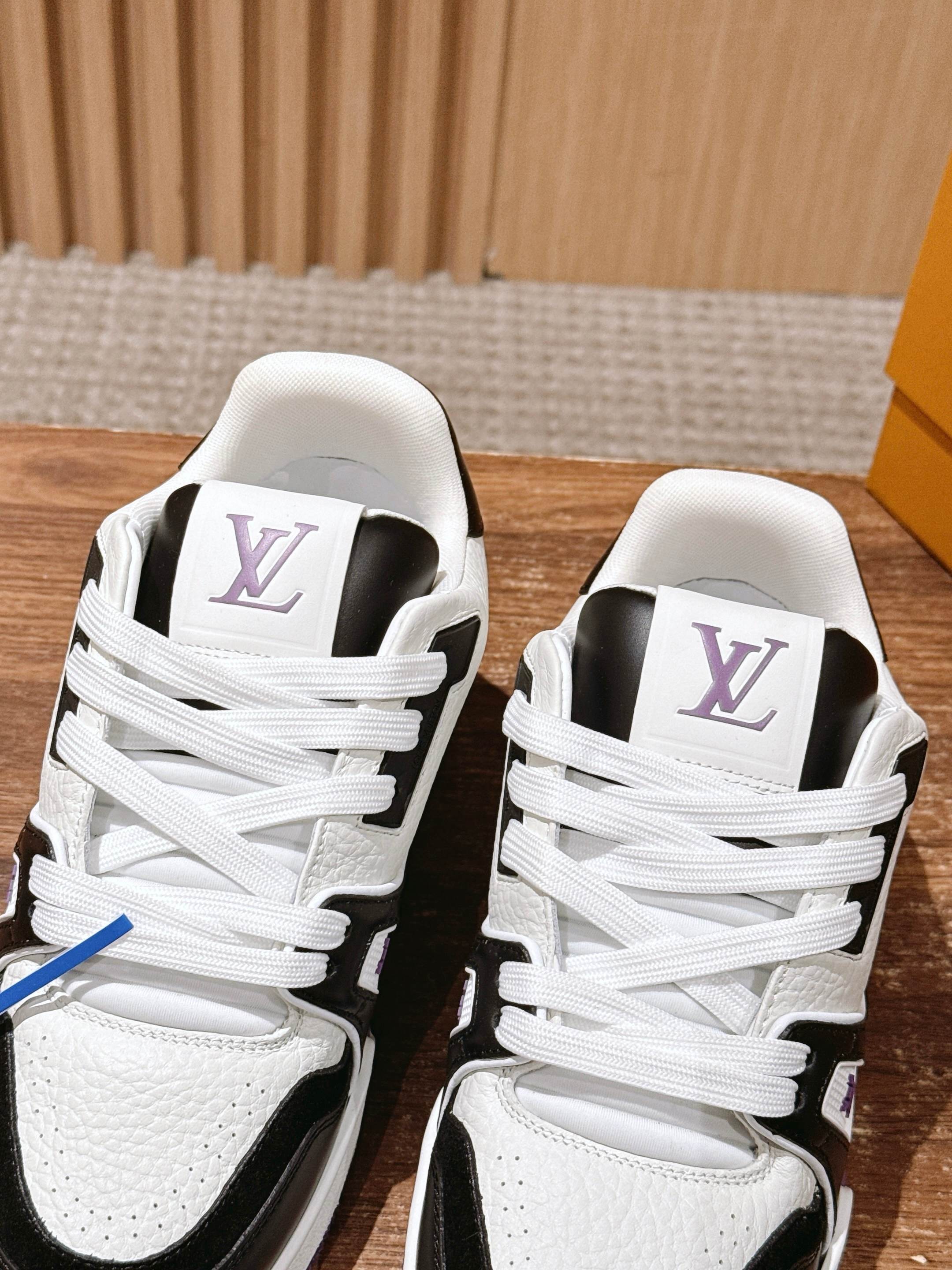 Louis Vuitton LV Trainer Sneakers - White/Black Leather Luxury Shoes