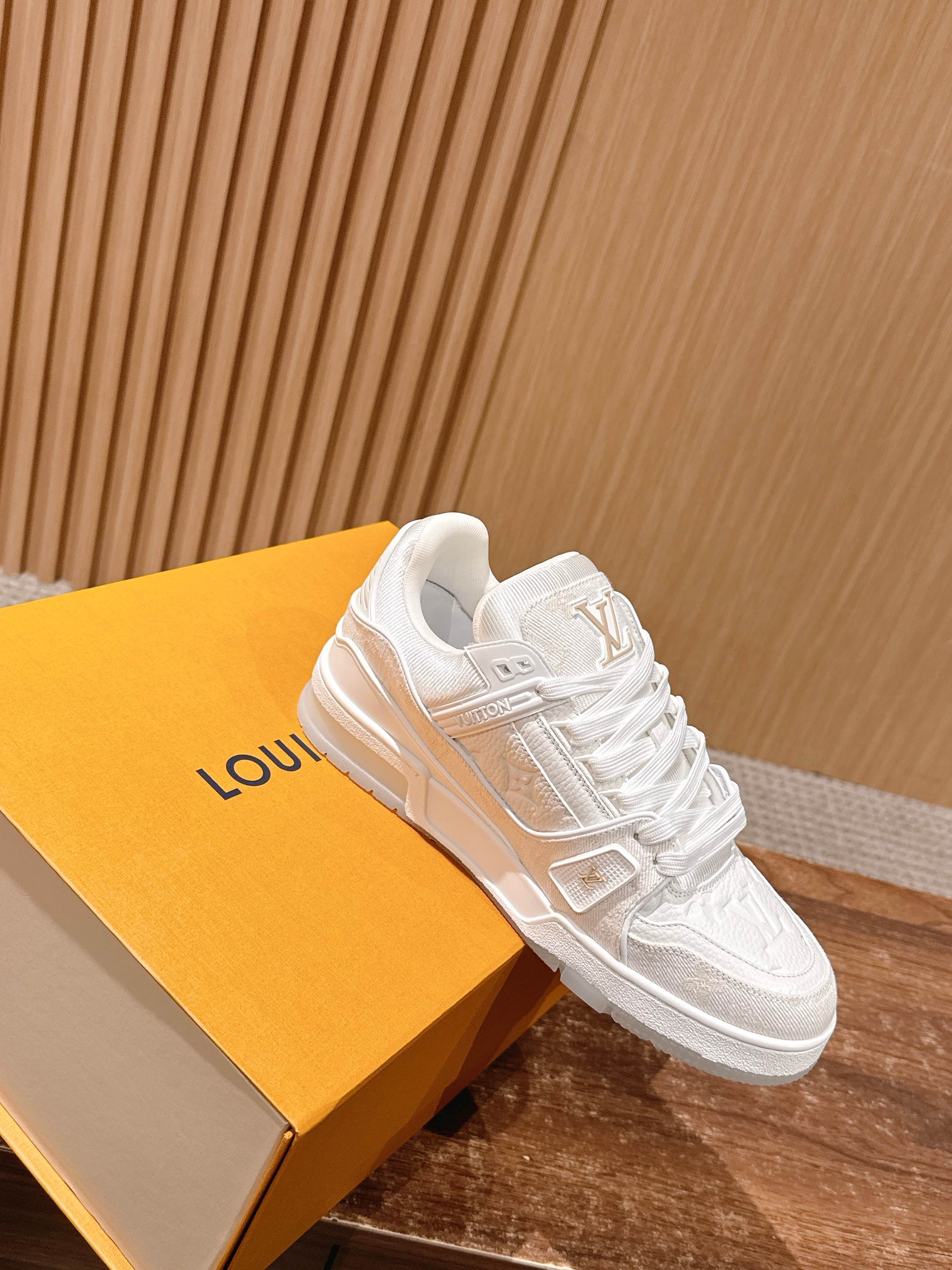 Louis Vuitton White Monogram Canvas Sneakers - Luxury Men's Shoes
