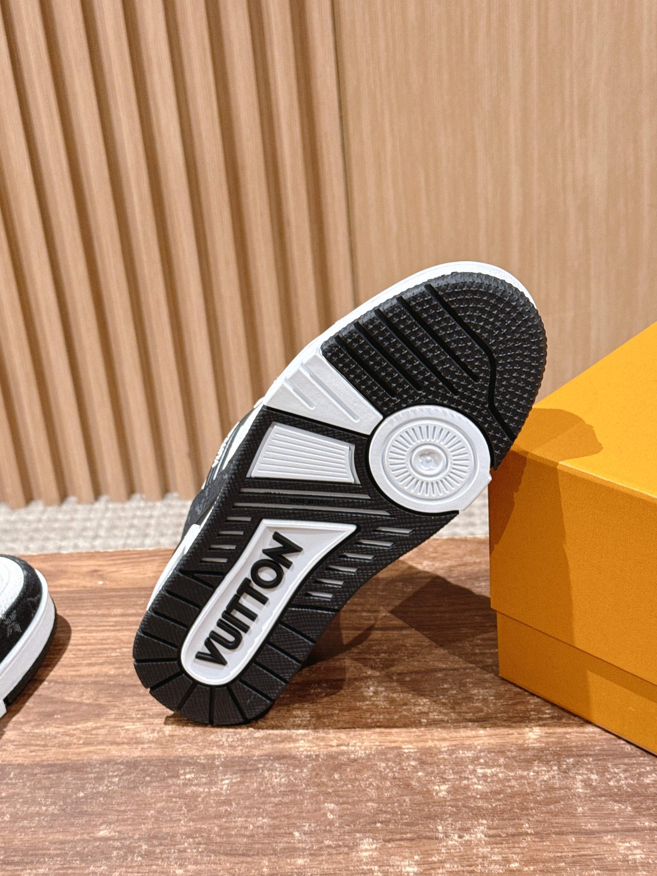 Louis Vuitton LV Trainer Sneaker Black White Monogram Leather