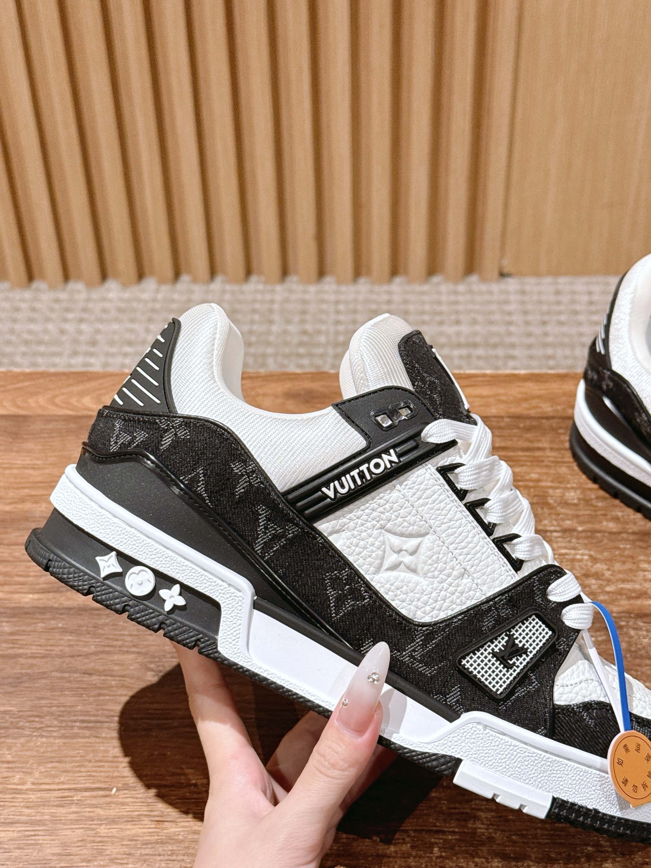 Louis Vuitton LV Trainer Sneaker Black White Monogram Leather