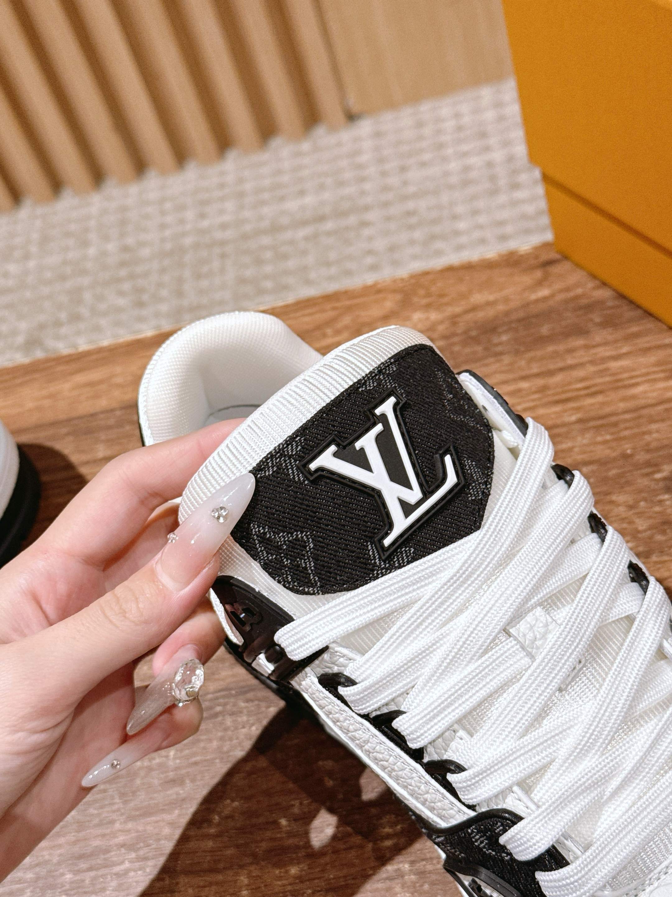 Louis Vuitton LV Trainer Sneaker Black White Monogram Leather