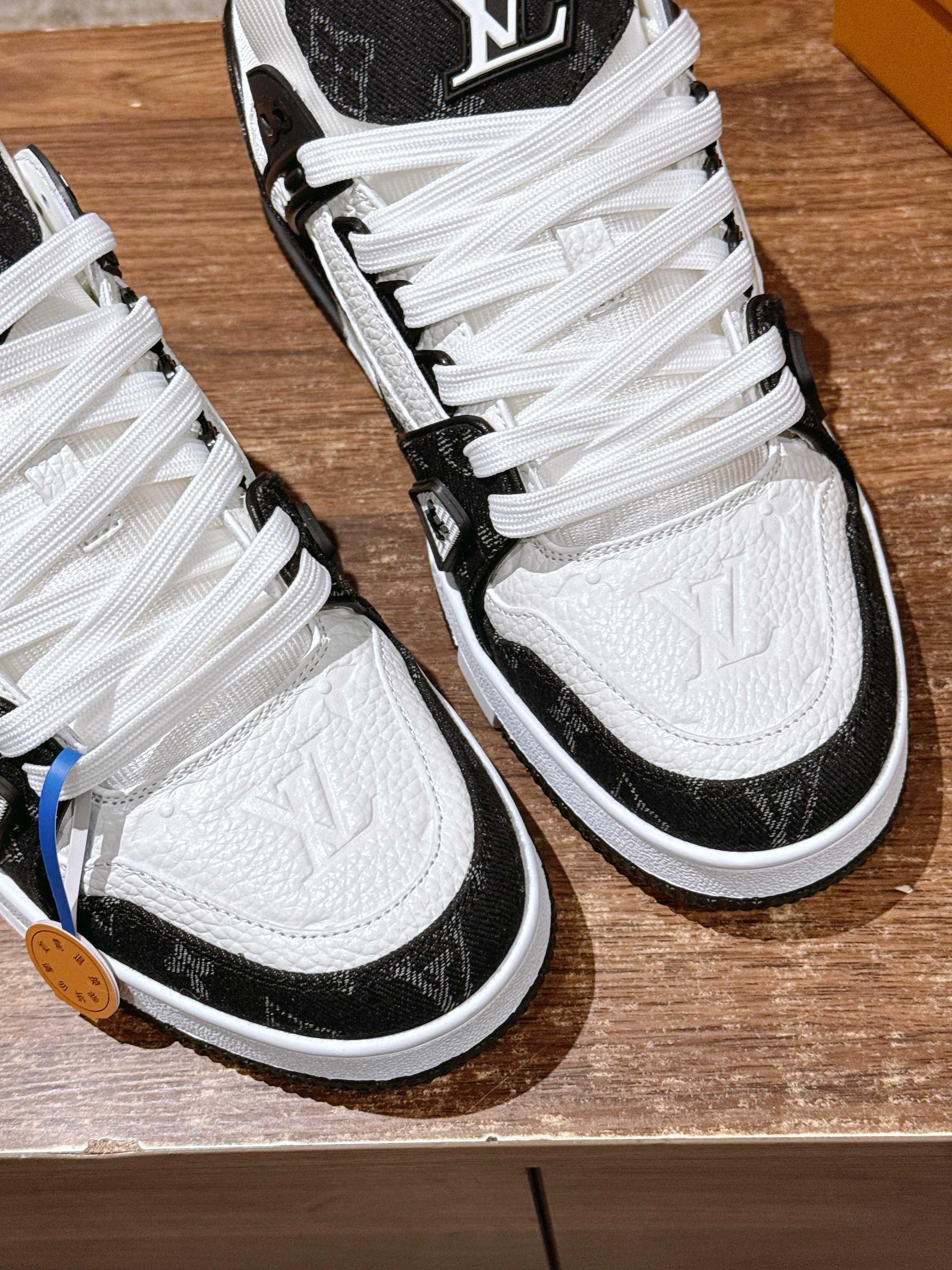 Louis Vuitton LV Trainer Sneaker Black White Monogram Leather