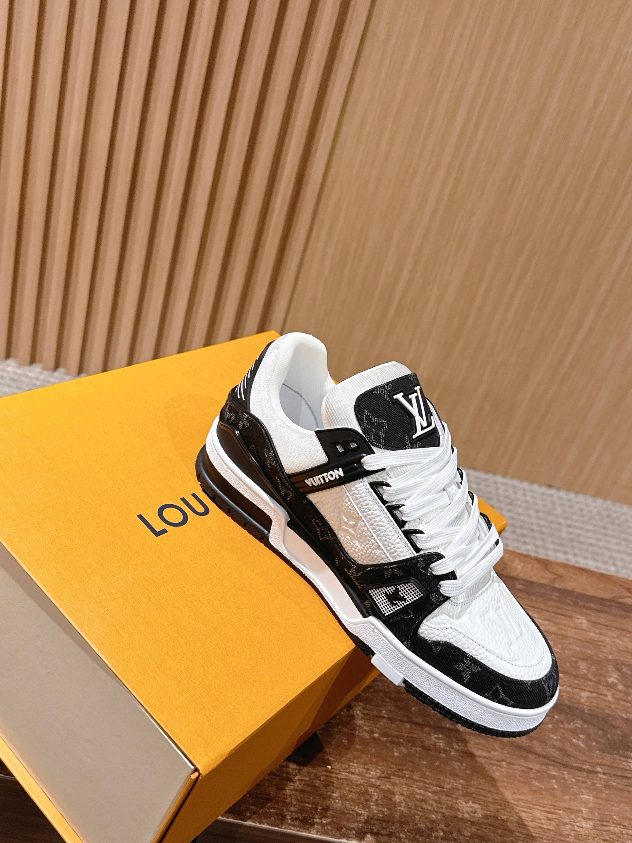 Louis Vuitton LV Trainer Sneaker Black White Monogram Leather
