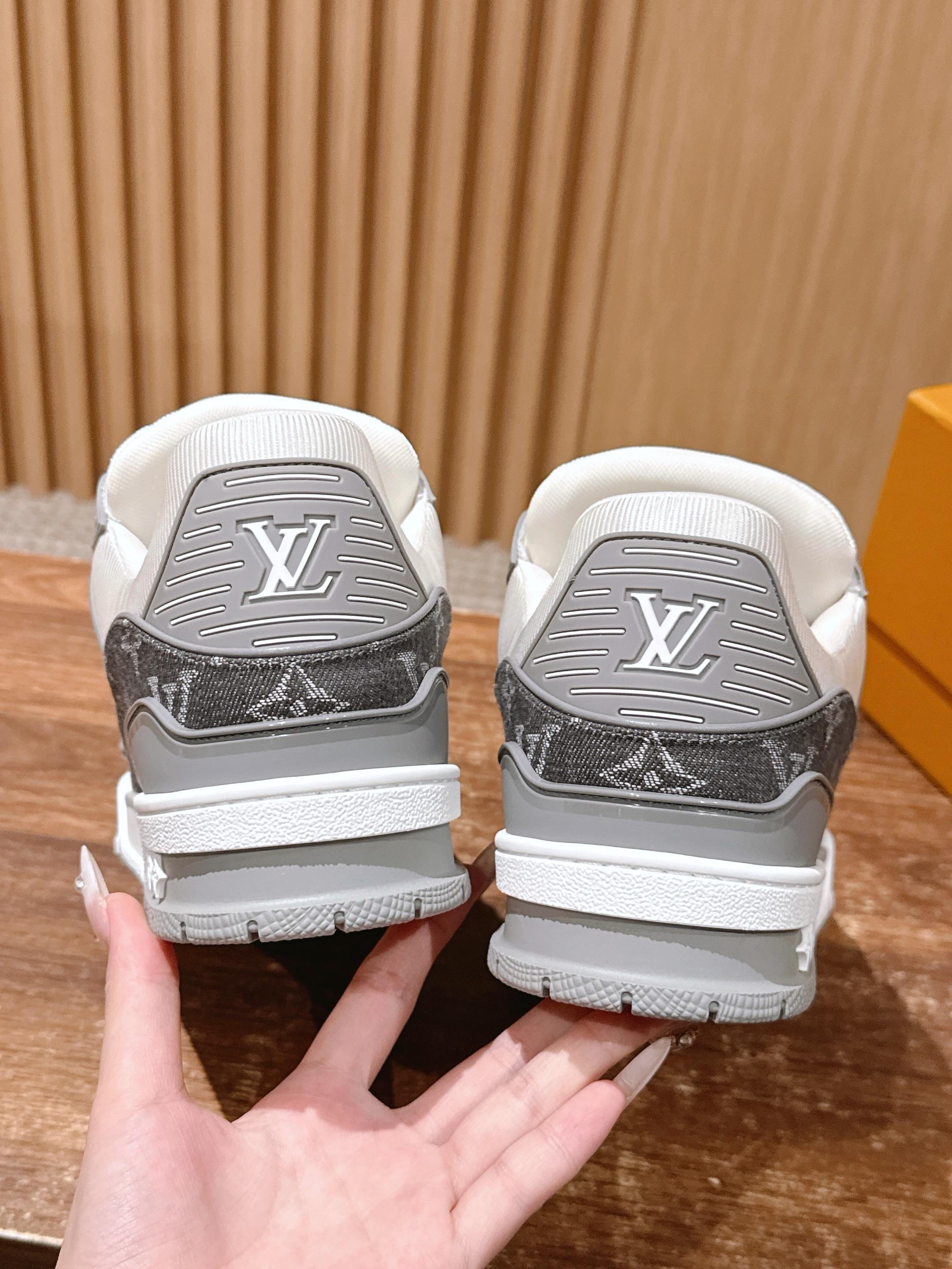 Louis Vuitton LV Trainer Sneaker Monogram Denim White Grey