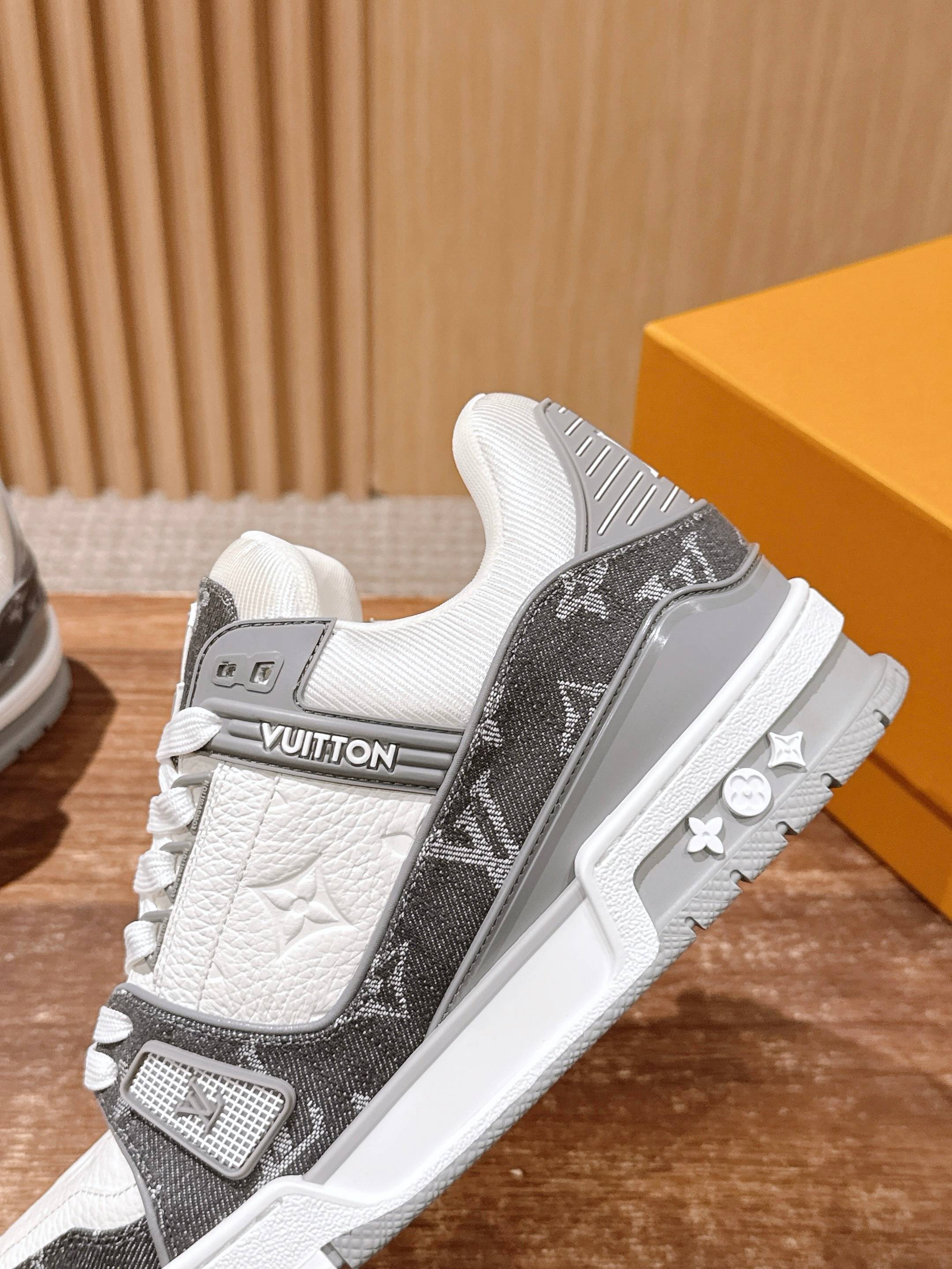Louis Vuitton LV Trainer Sneaker Monogram Denim White Grey