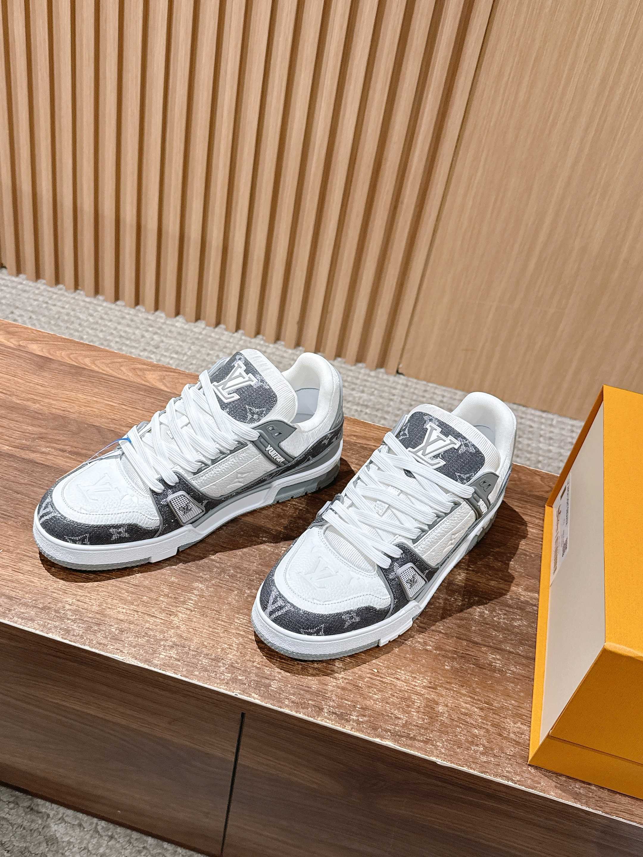 Louis Vuitton LV Trainer Sneaker Monogram Denim White Grey