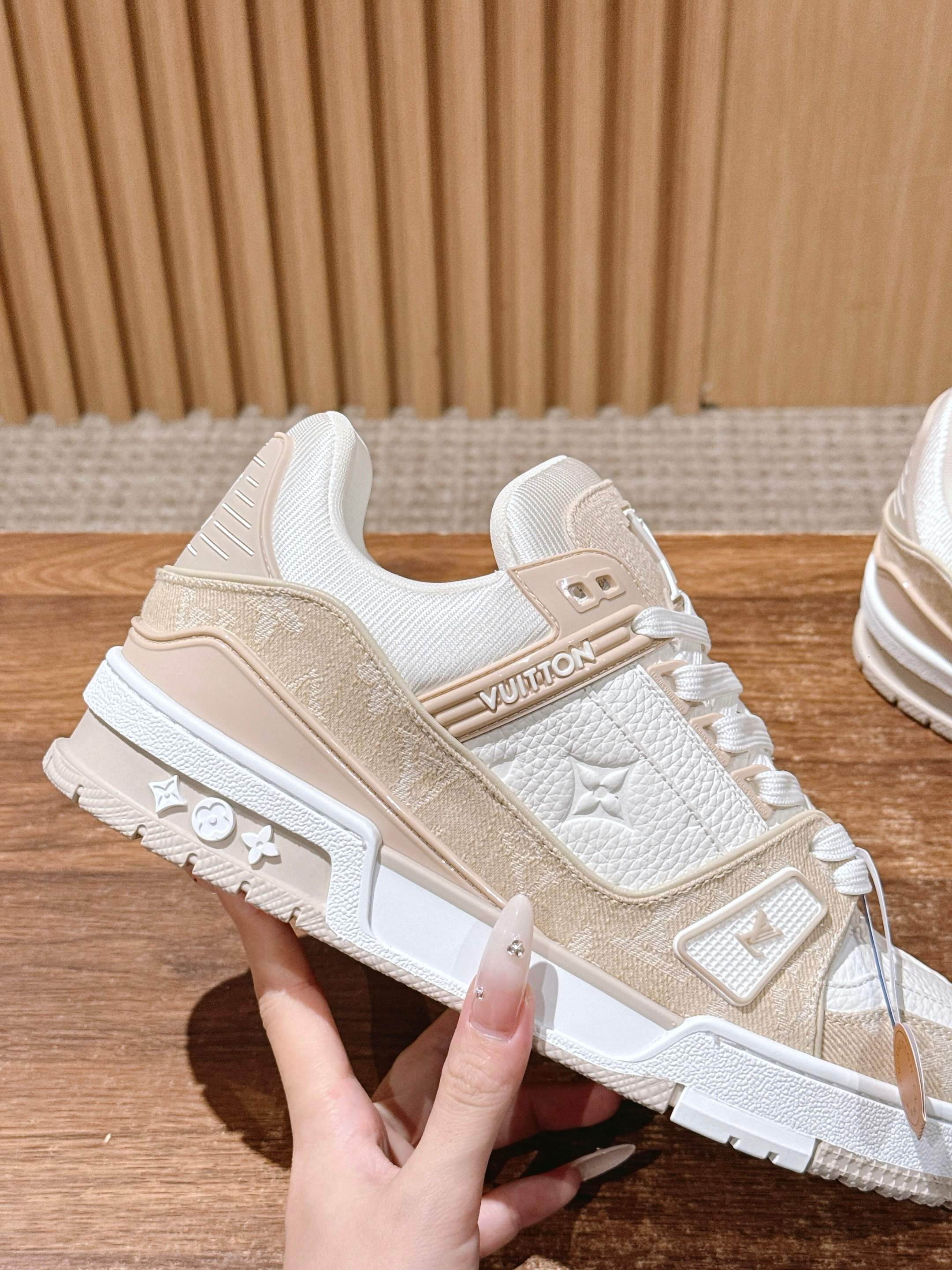 Louis Vuitton LV Trainer Sneakers - Beige & White Monogram